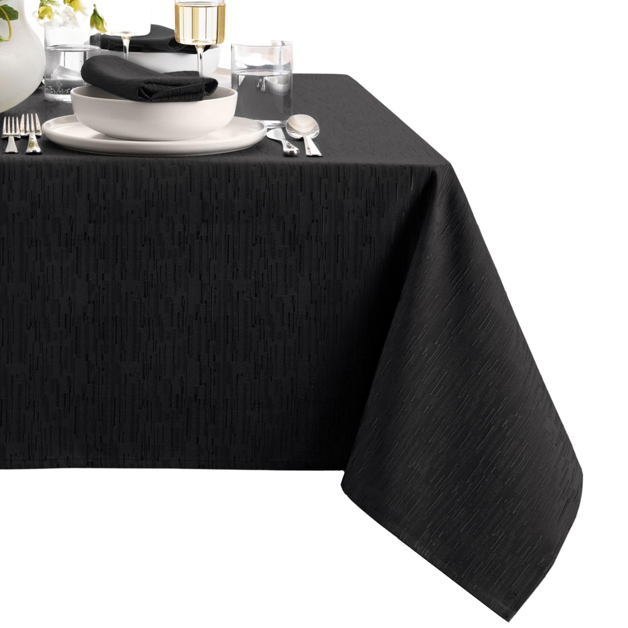 Elrene Home Fashions 194590065577 Continental Water Stain Resistant 52" Square Indoor Black Table Cover for 34-in square