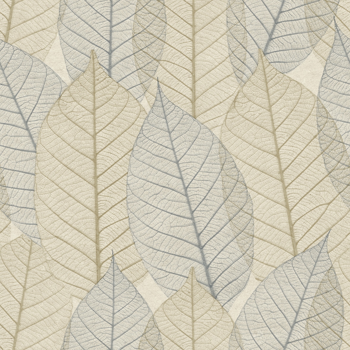 Leaf Lace Blue Beige Wallpaper