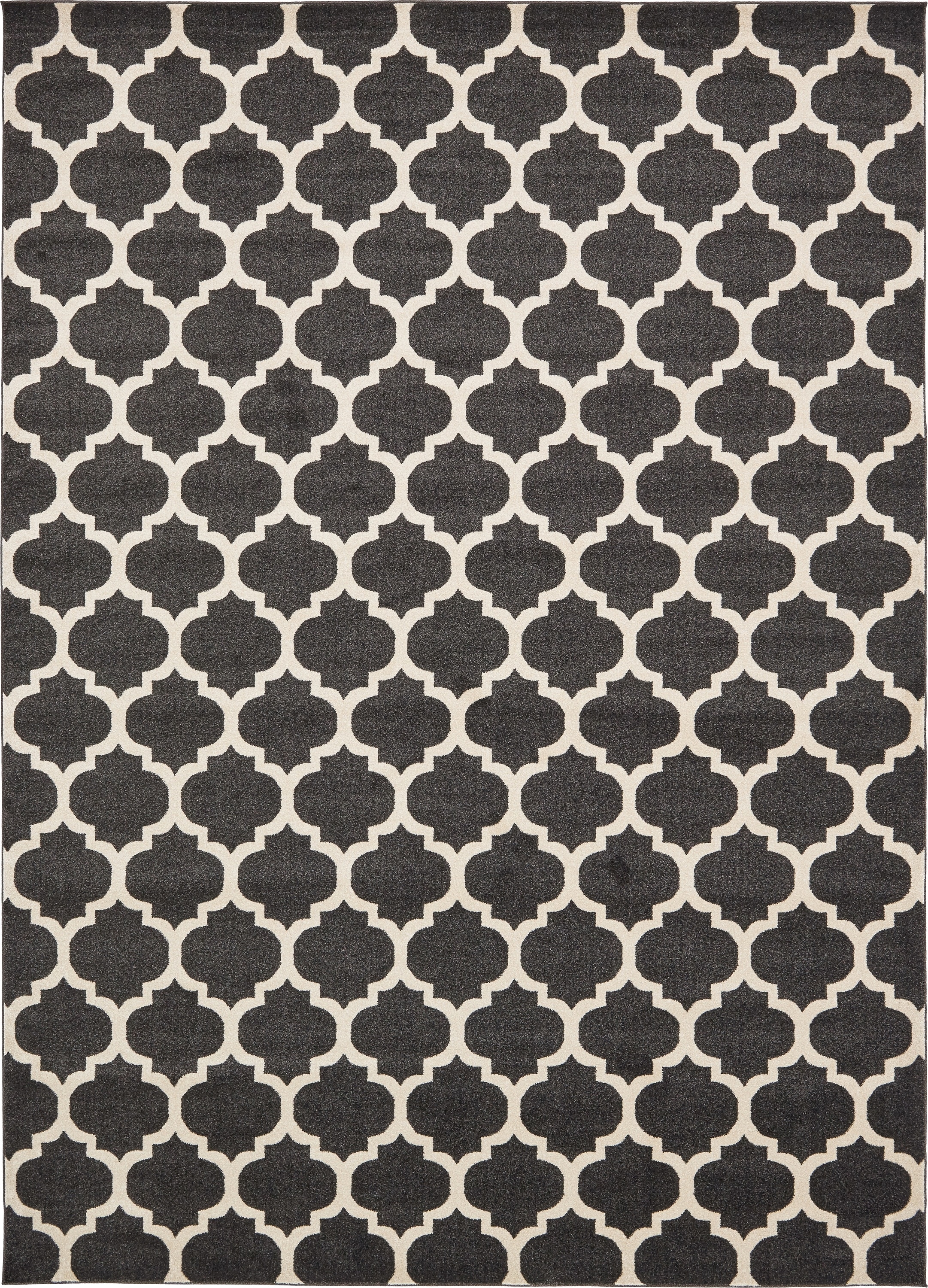 Unique Loom 3128608 Philadelphia Trellis 10 x 14 (ft) Loomed Polypropylene Black/Beige Rectangular Indoor Geometric Industrial Area rug