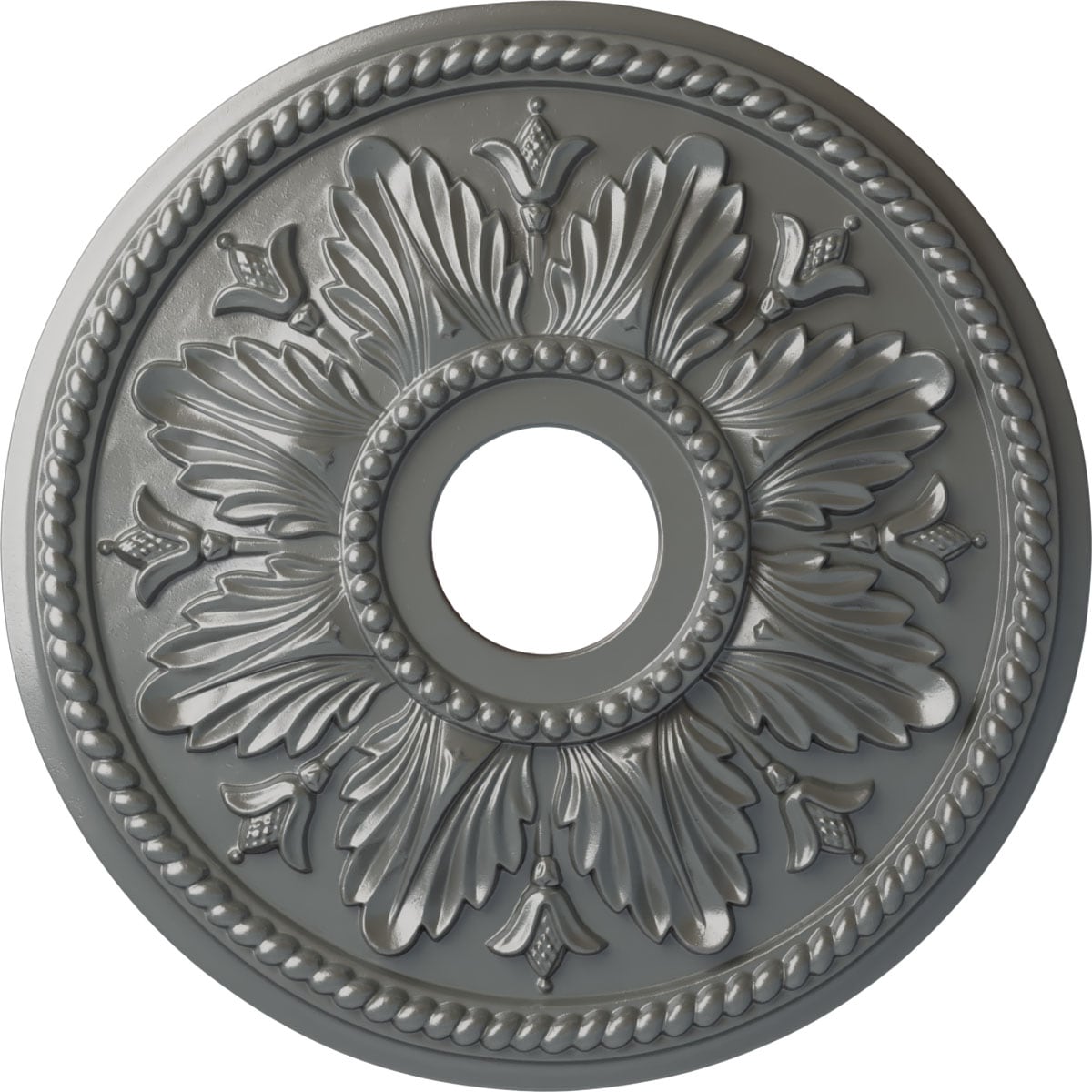 Ekena Millwork CM18ED1SLS Edinburgh 18.125-in W x 18.125-in L Painted Silver Polyurethane Whole Ceiling Medallion