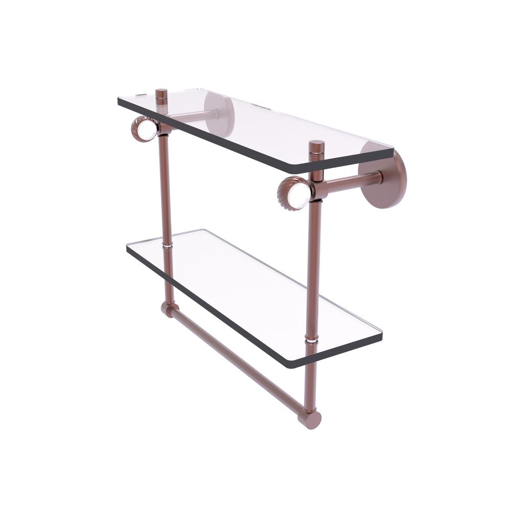 Allied Brass CV-2TBT-16-CA Clearview Antique Copper 2 -Tier Wall mount Bathroom Shelf ( 16-in x 12.8-in x 5-in )