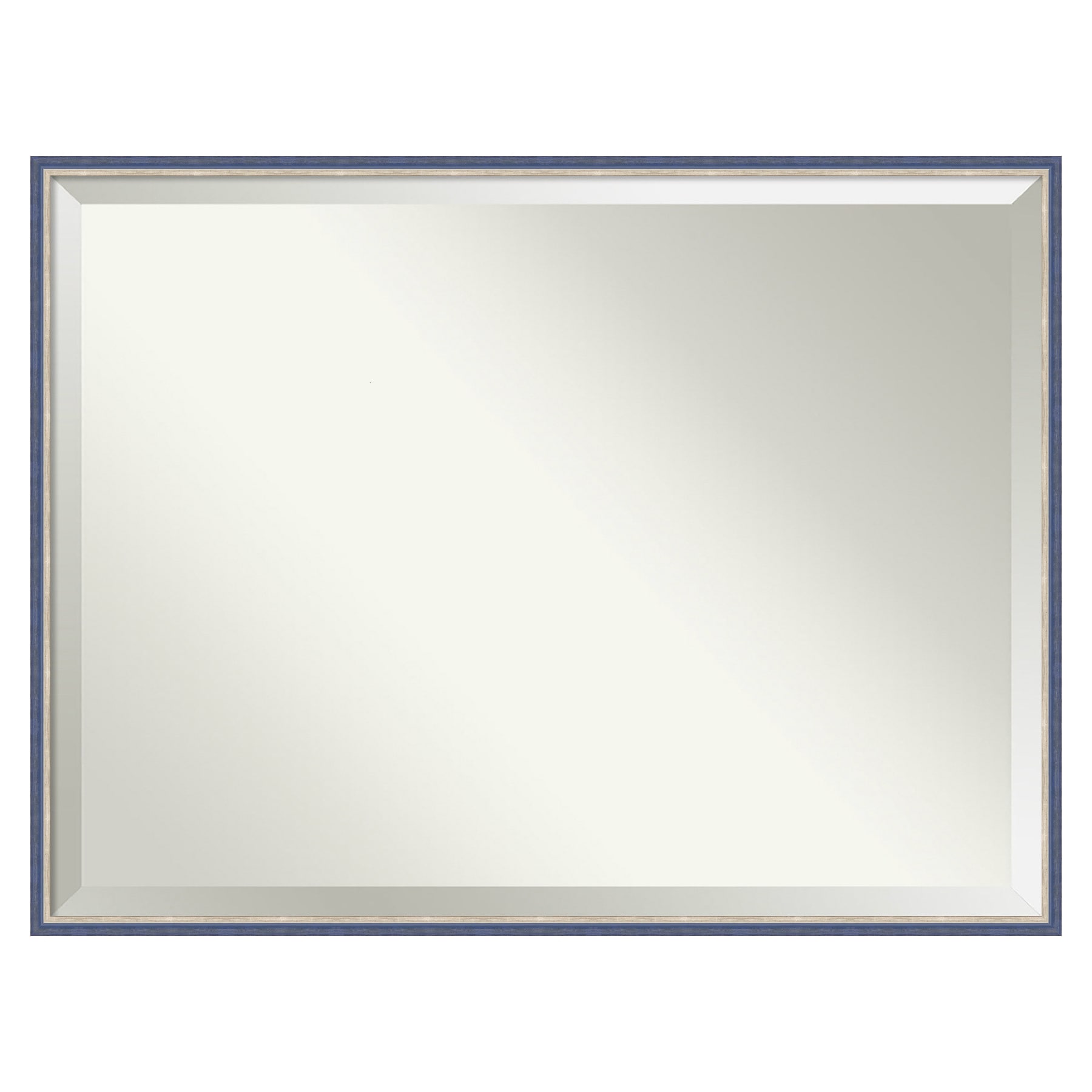 Amanti Art A17008262105 Theo Blue Narrow Frame 41.25-Inches W x 31.25-Inches H Rectangle Theo Blue Narrow Framed Wall Mirror