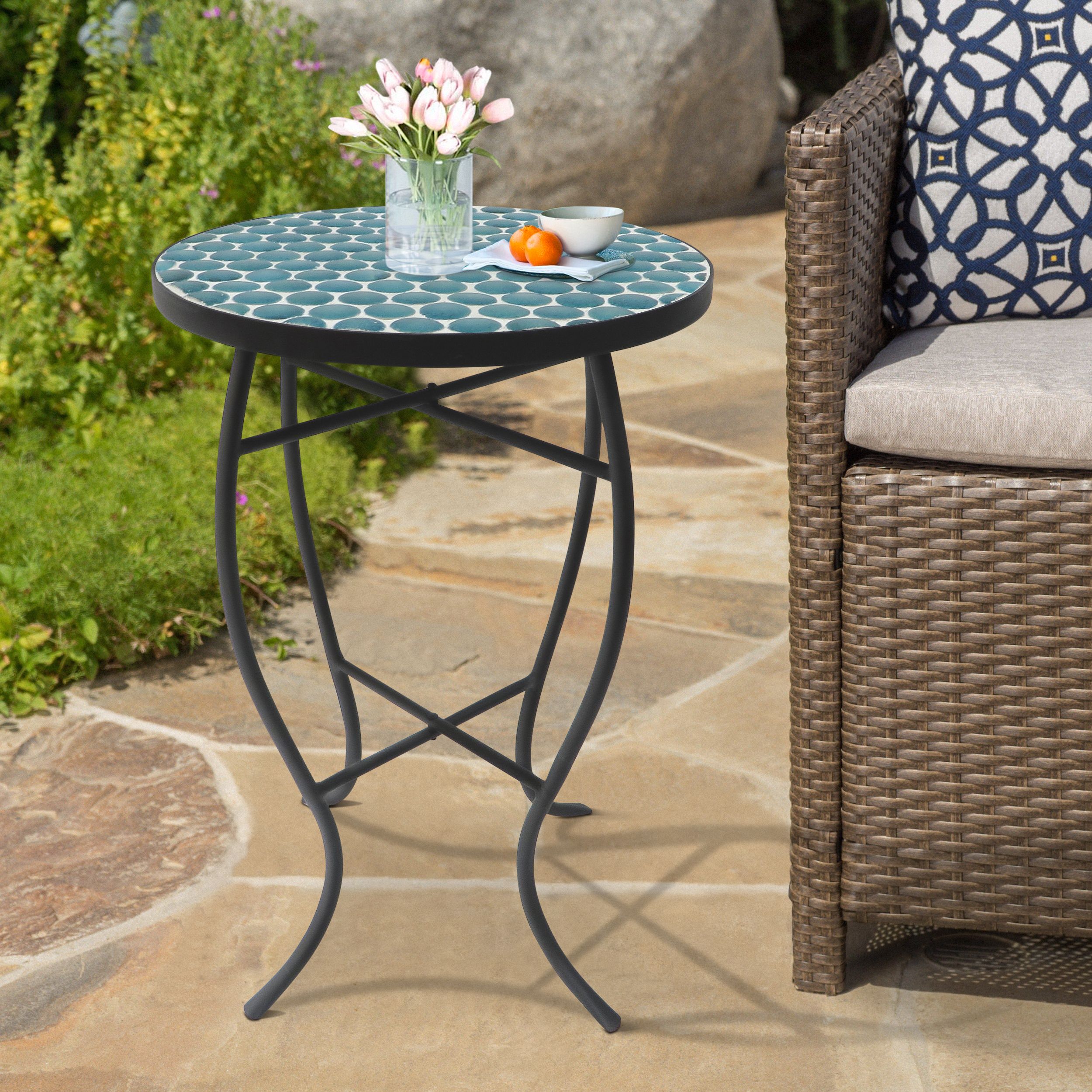 Folding Tables, Mosaic Tiles Round Outdoor Coffee Table