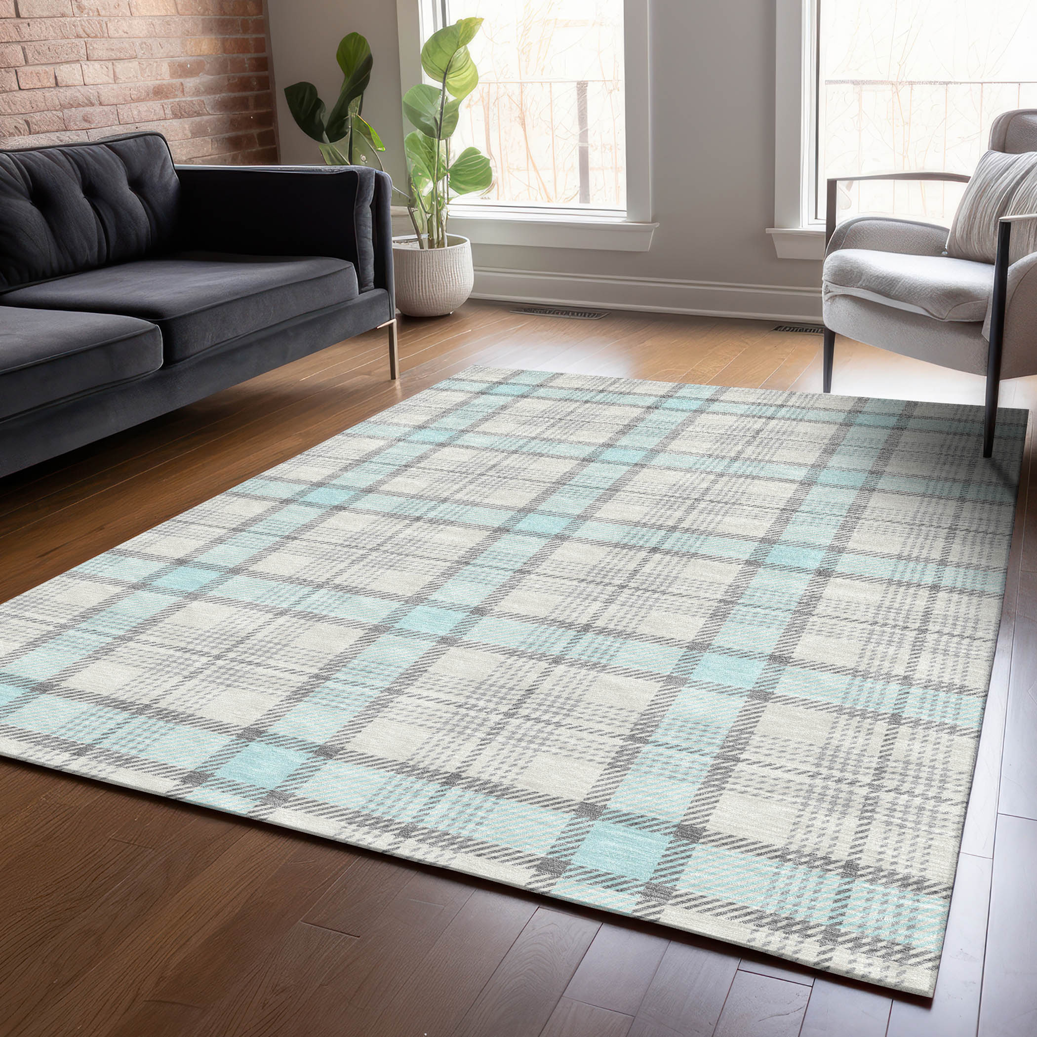 Addison Rugs ACN1052SK3X5 Chantille ACN1052SK 3 x 5 (ft) Polyester Sky Rectangular Indoor/Outdoor Geometric Machine washable Area rug