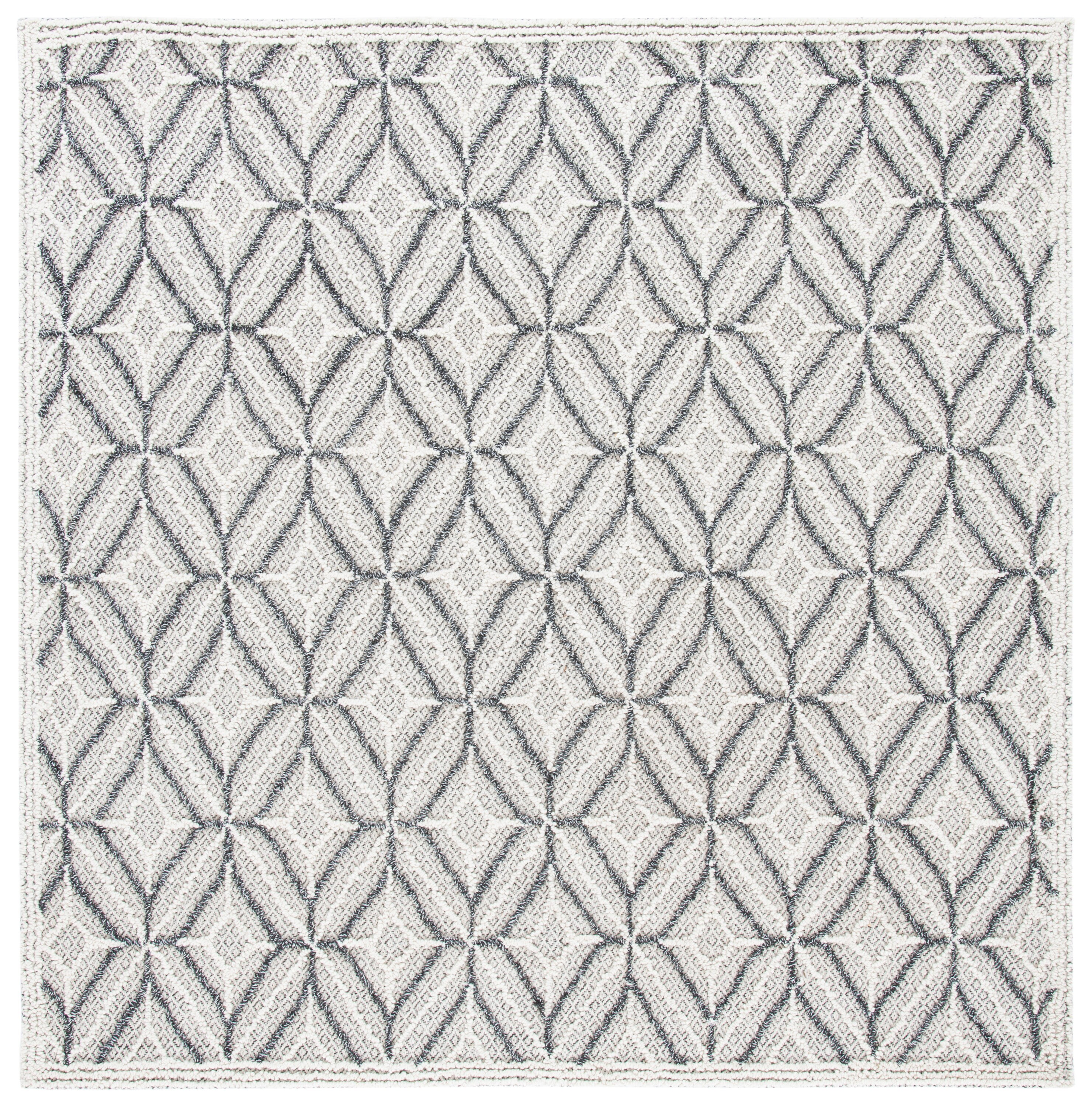 Elegant Trace 6' Hand-Tufted Black Wool Round Rug