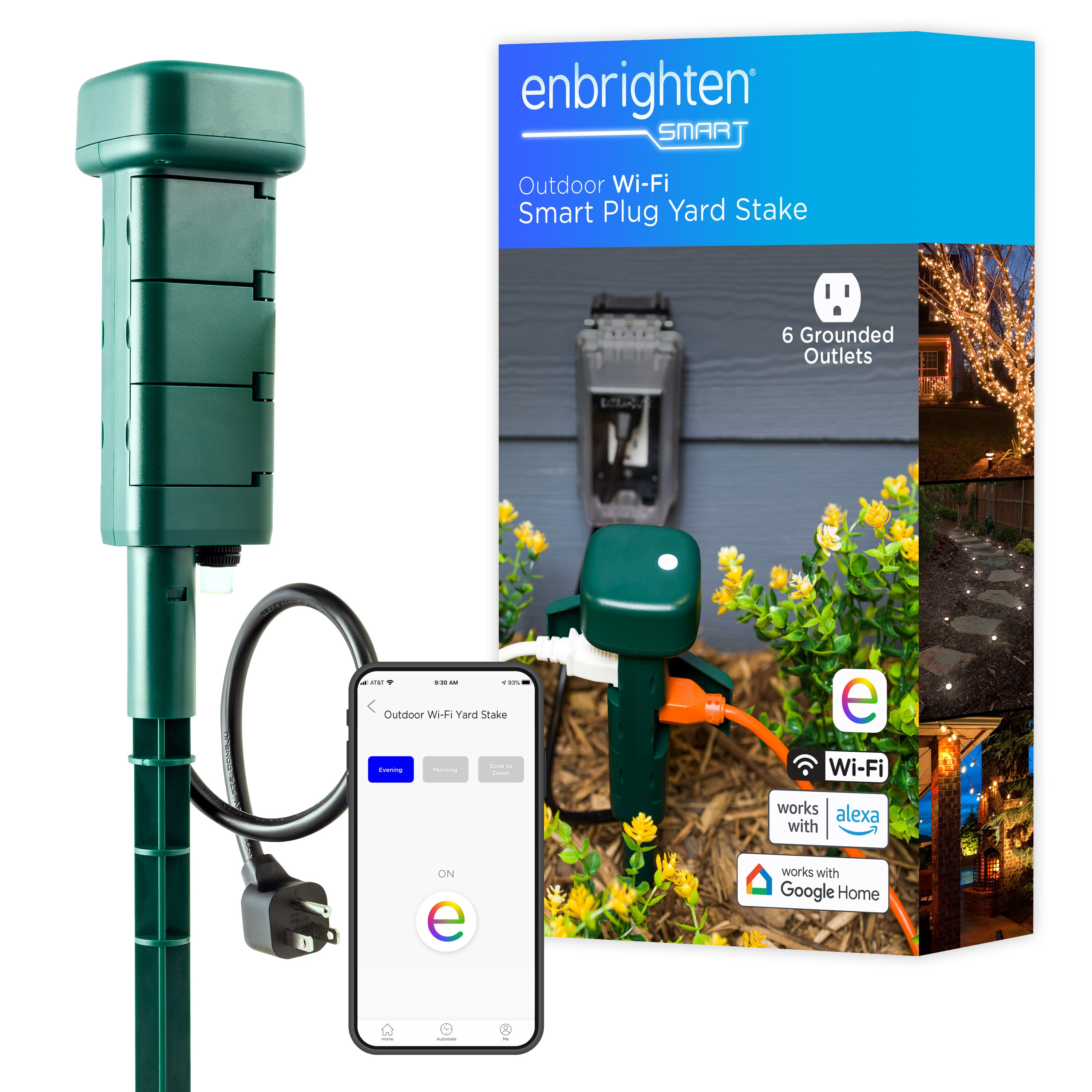Enbrighten Outdoor 6-Outlet WiFi Smart Yard Stake Green