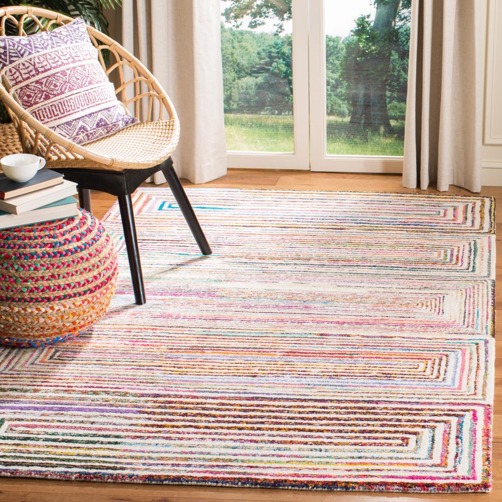 Multicolor Hand-Tufted Wool and Synthetic 4' x 6' Area Rug