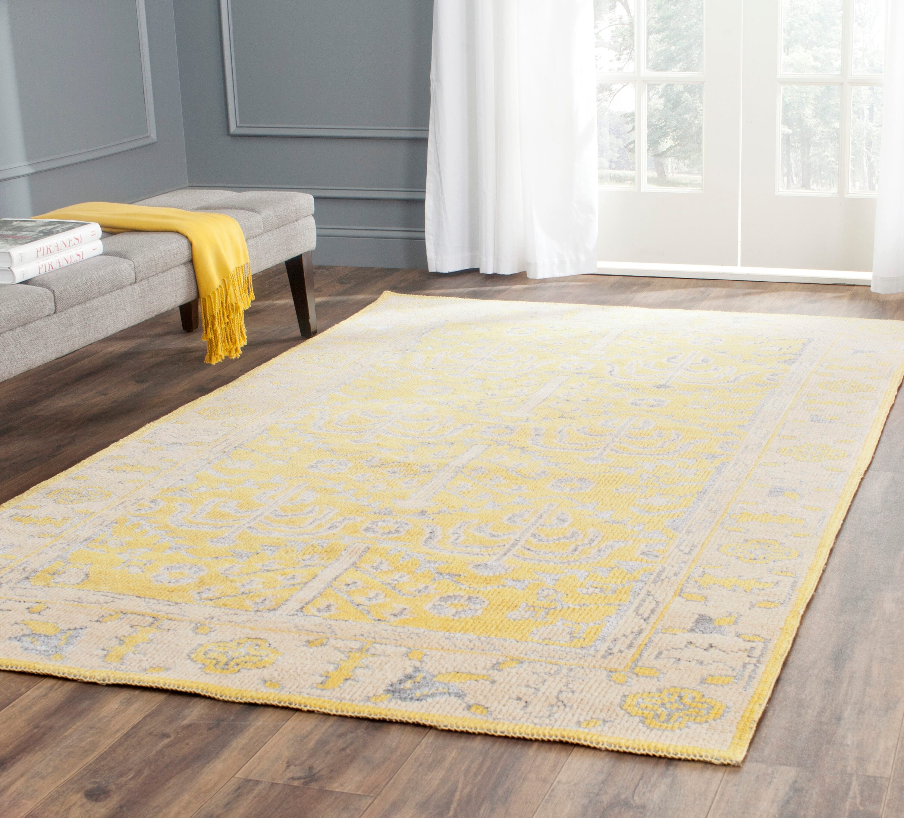 Safavieh Stone Wash 213A Yellow 5 x 8 Rectangular Area rug