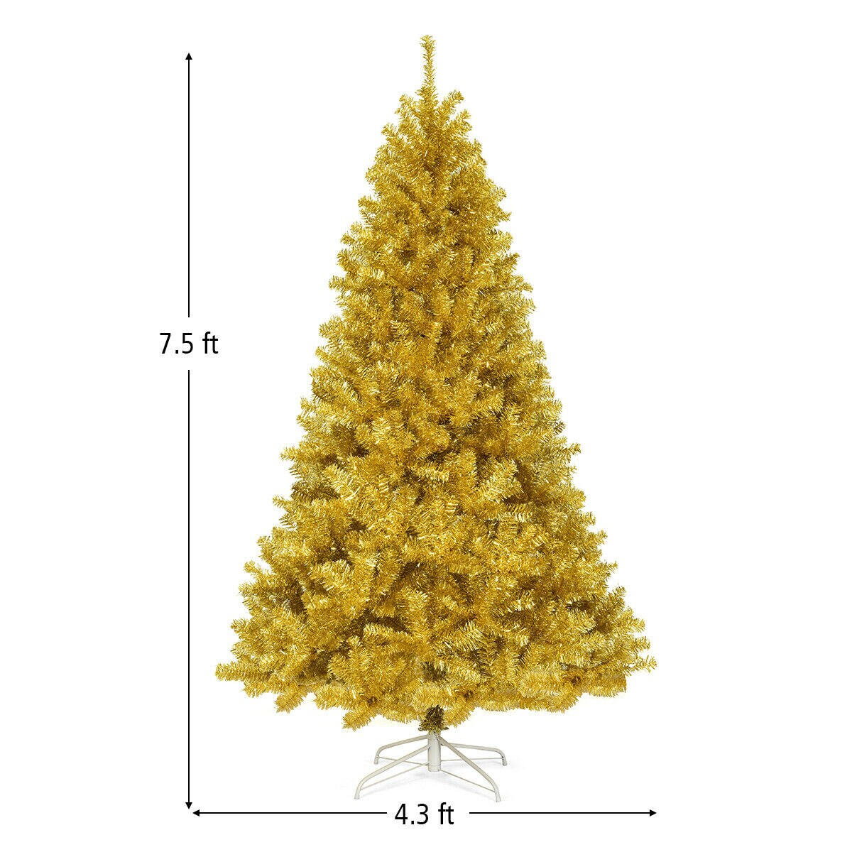 7.5-Inch Beaded Gold Metal Star Christmas Tree Topper Decoration