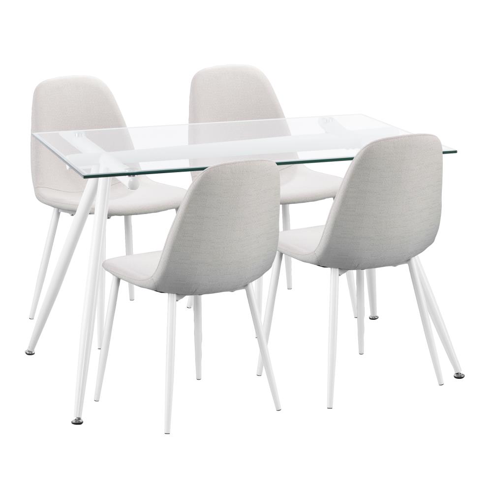 Boston Loft Furnishings ATG5560 Hunther Light Gray Contemporary/Modern Dining Room Set with Rectangular Table (Seats 4)