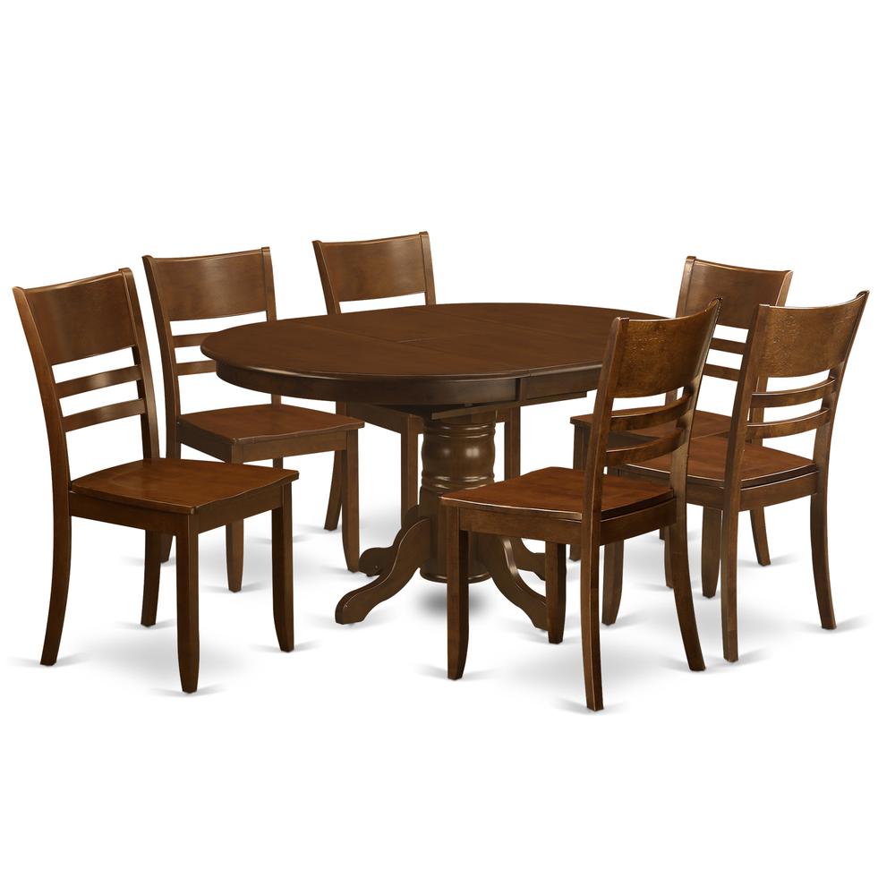 East West Furniture 7 Pc Kenley Dining Table with a 18 Leaf and 6 hard ...