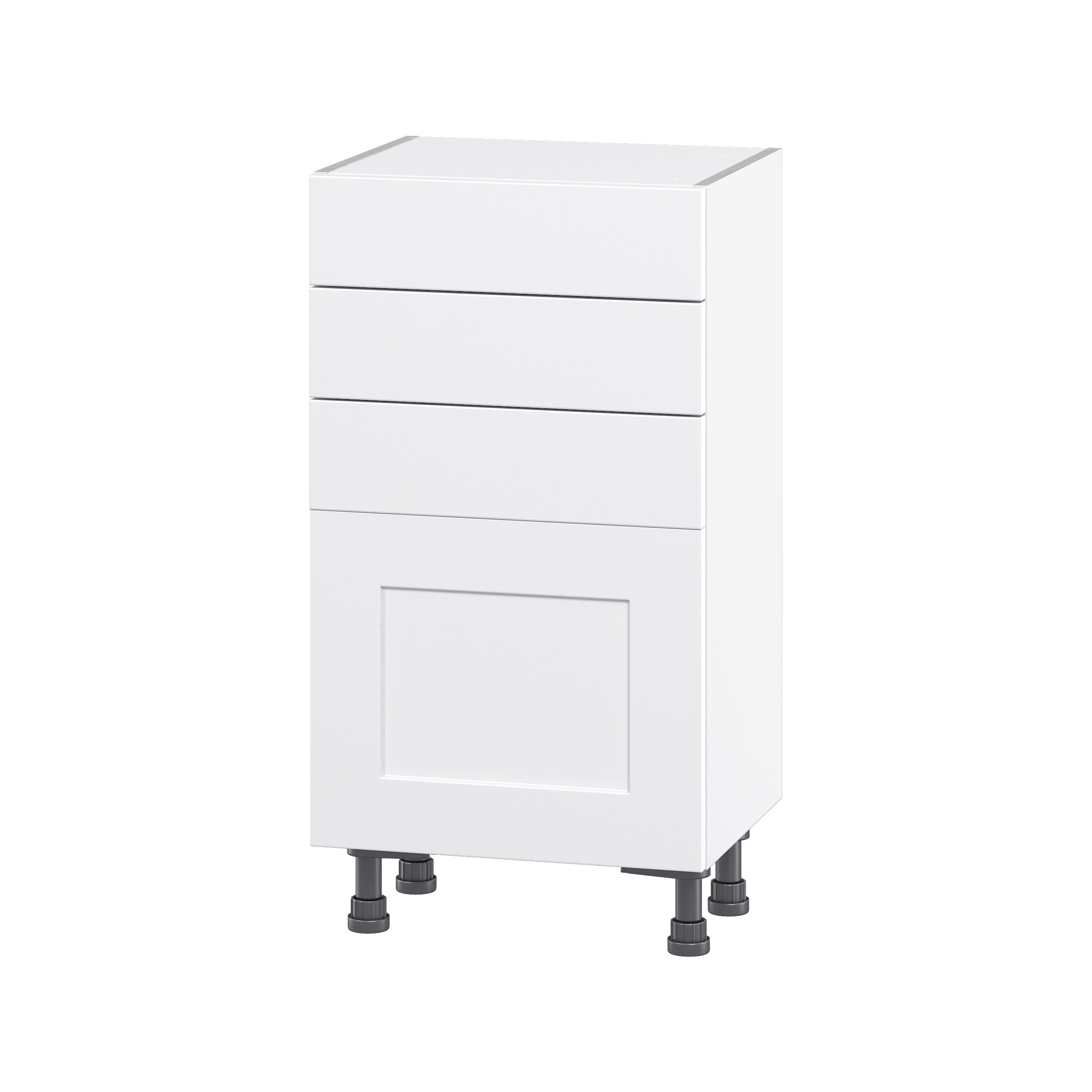 Hugo&Borg DSB1814C(L/R)-JO Jolie 18-in W x 34.5-in H x 14-in D Warm White 3 -Drawers Base Fully assembled Cabinet (Flat Panel Shaker)