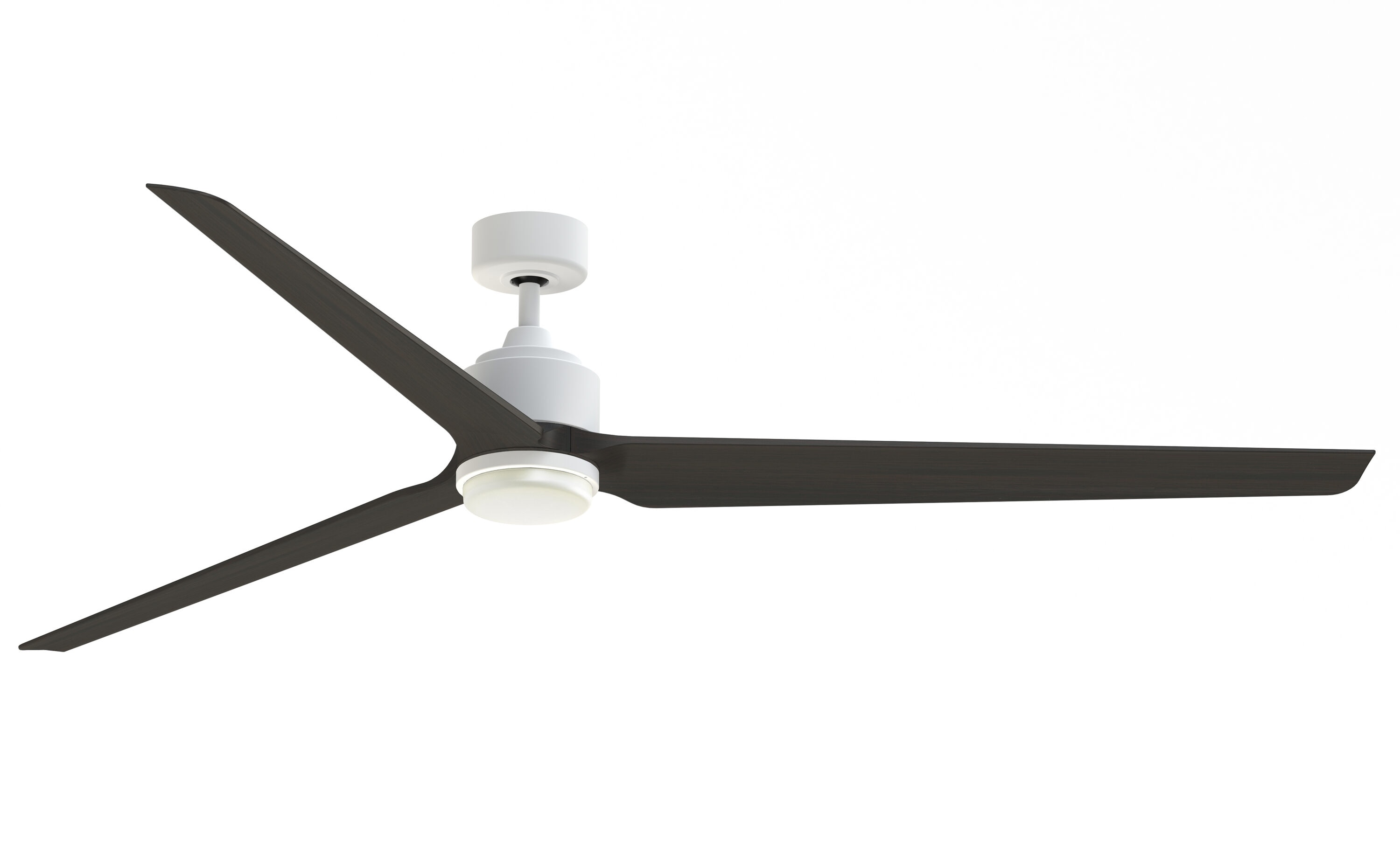 Fanimation TriAire Custom 84-in Matte White Color-changing LED Indoor/Outdoor Smart Propeller Ceiling Fan with Light Remote (3-Blade) Walnut -  FPD8515MWW-84DWAW-LK