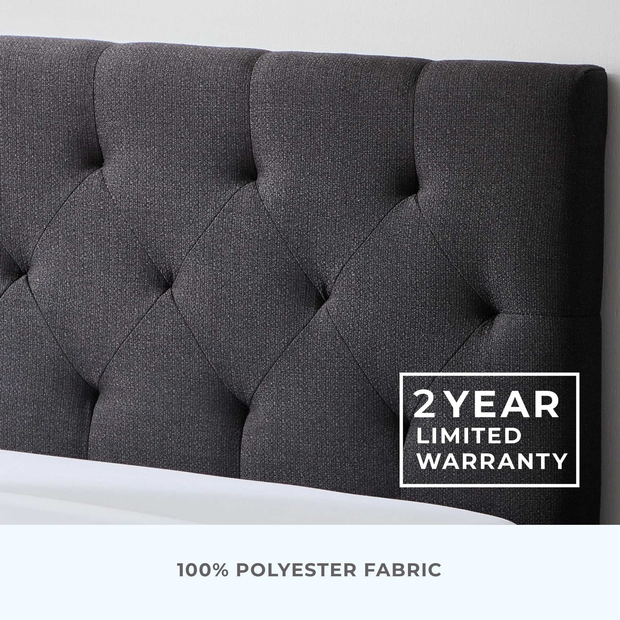 Brookside Kaylee Diamond Tufted Charcoal Full Upholstered Headboard In ...