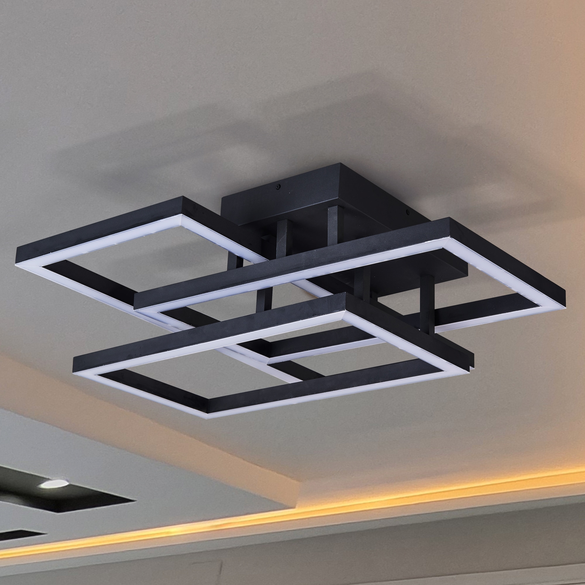 Radium 28" Black Aluminum Integrated LED Semi-Flush Ceiling Light