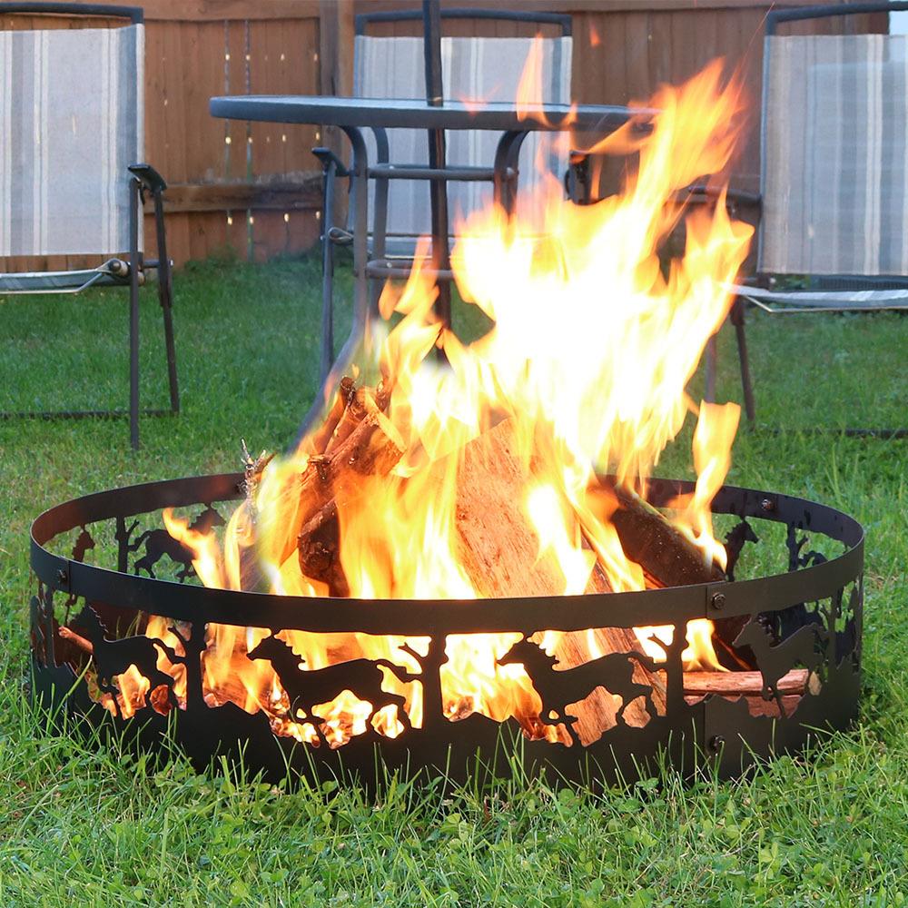 Sunnydaze Decor Running Horse Fire Pit- 36 -in Wood Burning 