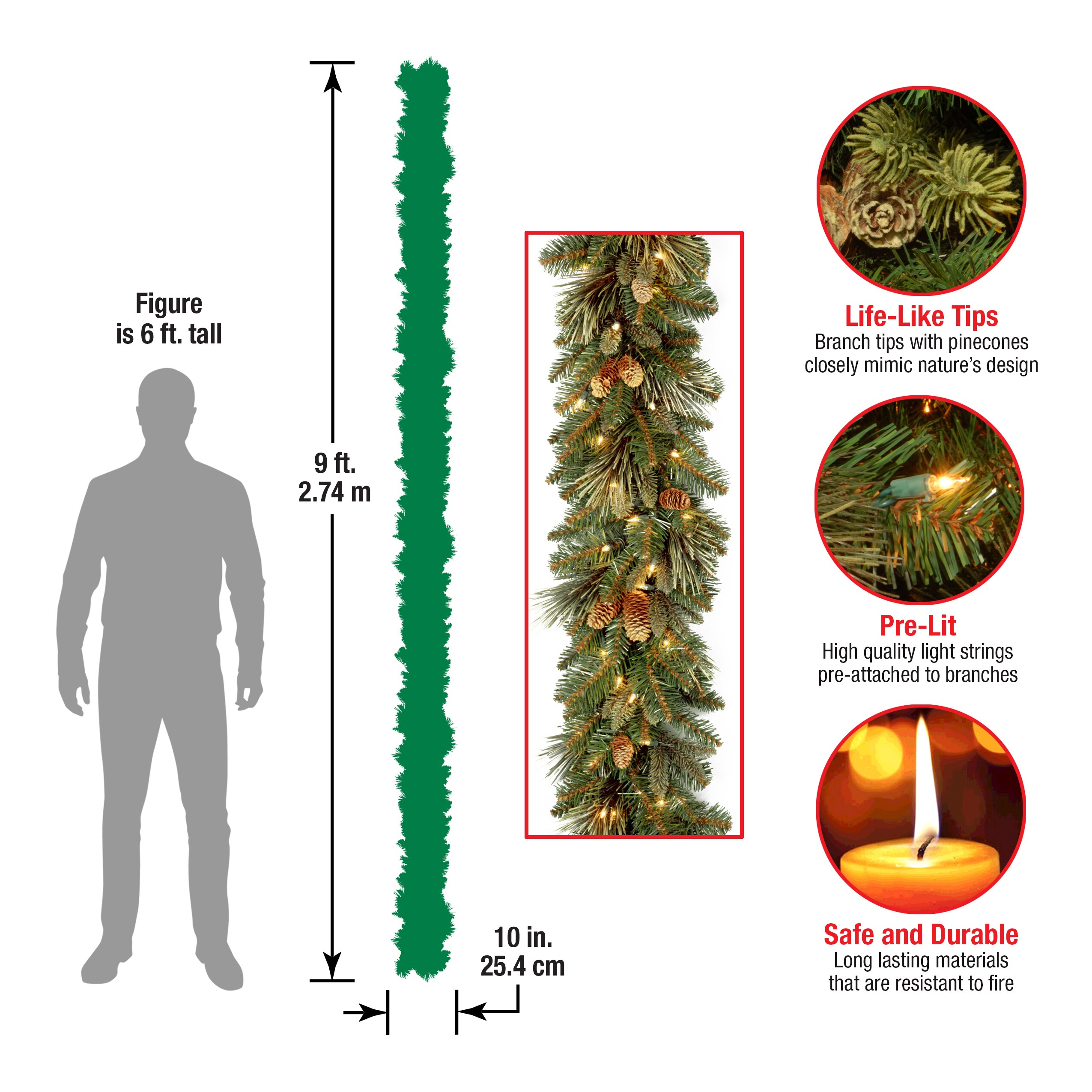 National Tree Company Outdoor Pre-lit Battery-operated 9-ft Pine ...