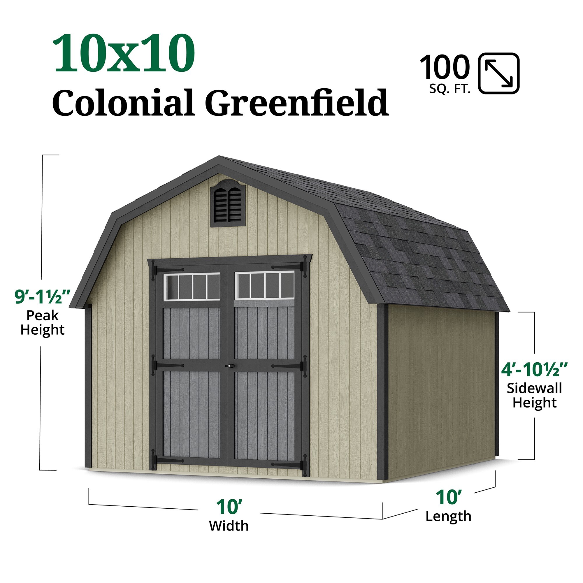 Little Cottage Co 10X10 GCGS-PC Wood-Storage-Buildings - View #3