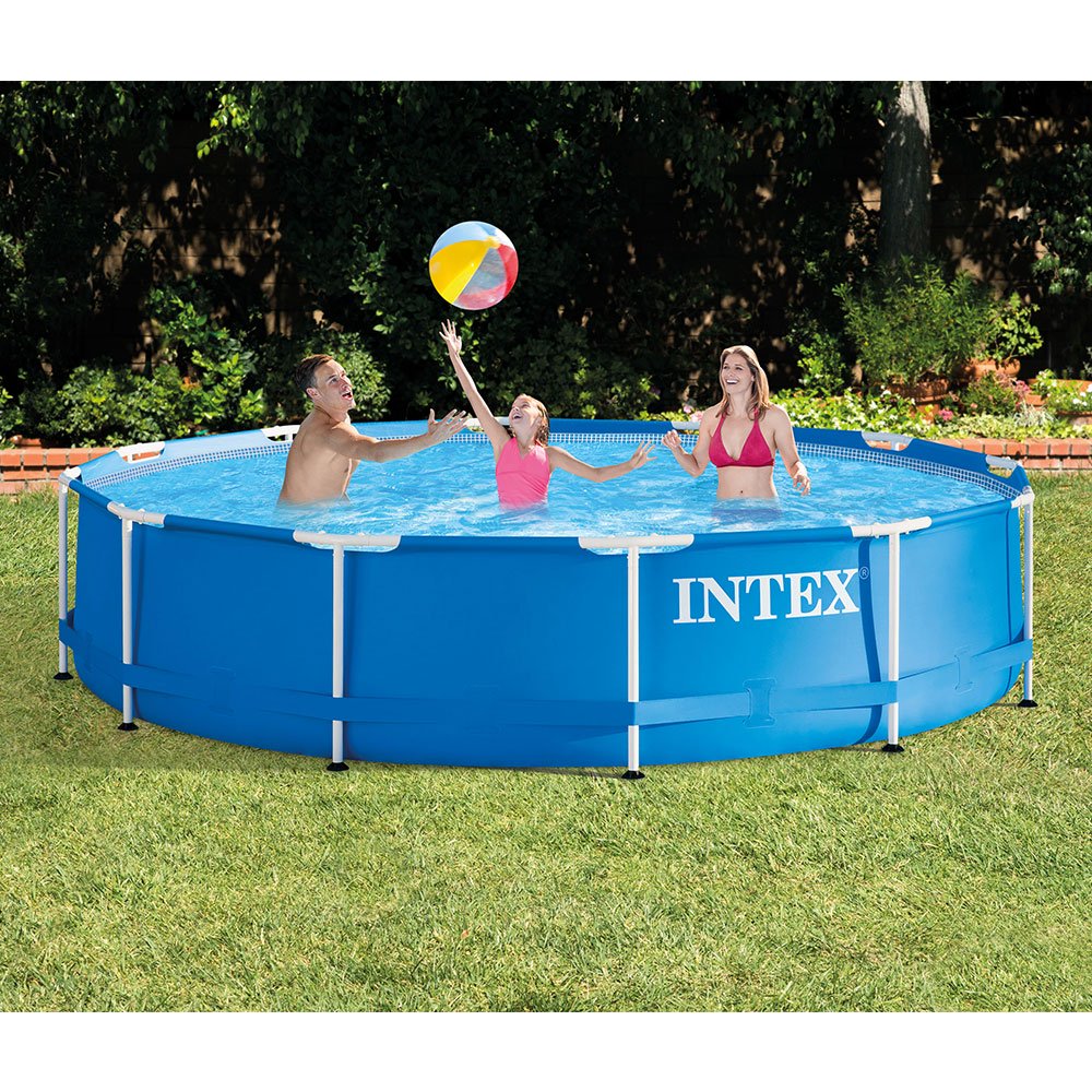 krabbe Nedrustning jug Intex 12-ft x 12-ft x 30-in Metal Frame Round Above-Ground Pool with Ground  Cloth in the Above-Ground Pools department at Lowes.com
