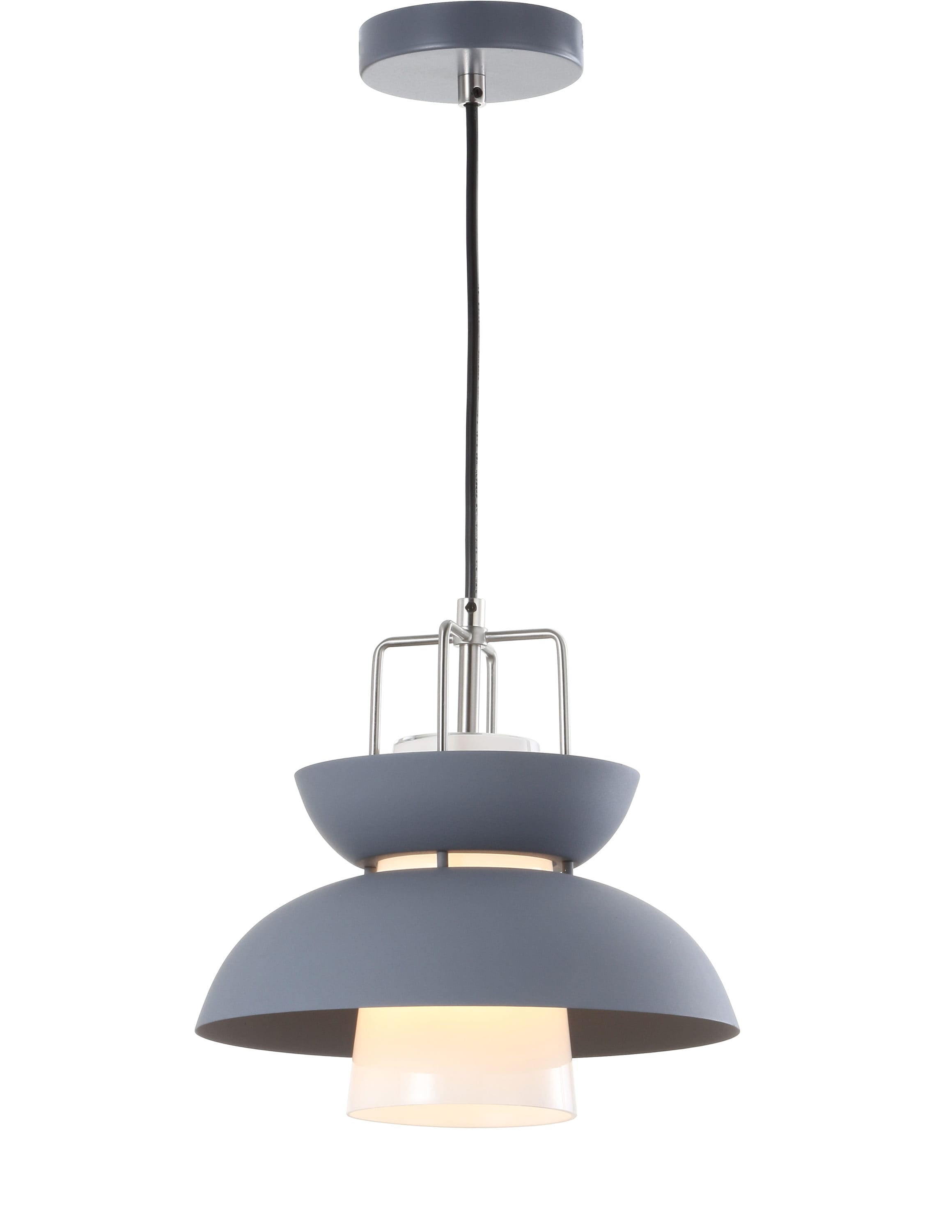 Paul 11" Adjustable Farmhouse Metal LED Pendant in Gray