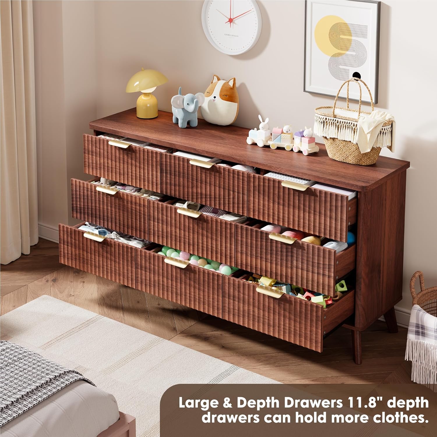 walnut and gold dresser Gold Coast 4 Drawer Dresser main image 0