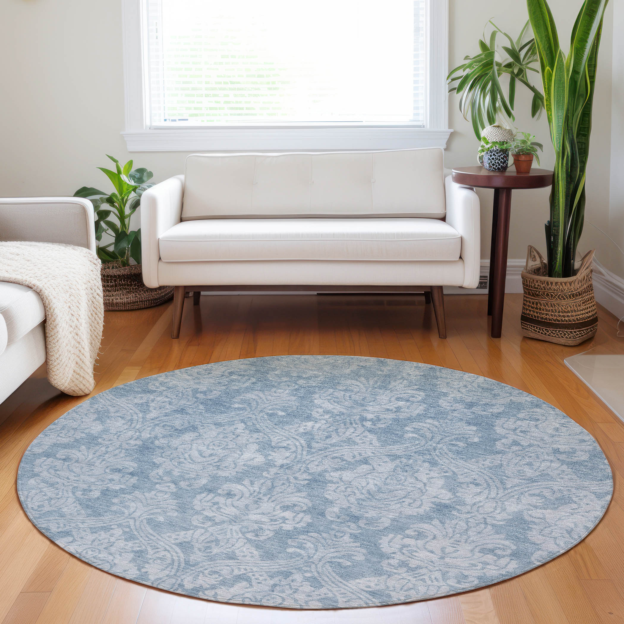 Addison Rugs ACN1659BU8RO Chantille ACN1659BU 8 x 8 (ft) Loomed Polyester Blue Round Indoor/Outdoor Machine washable Area rug