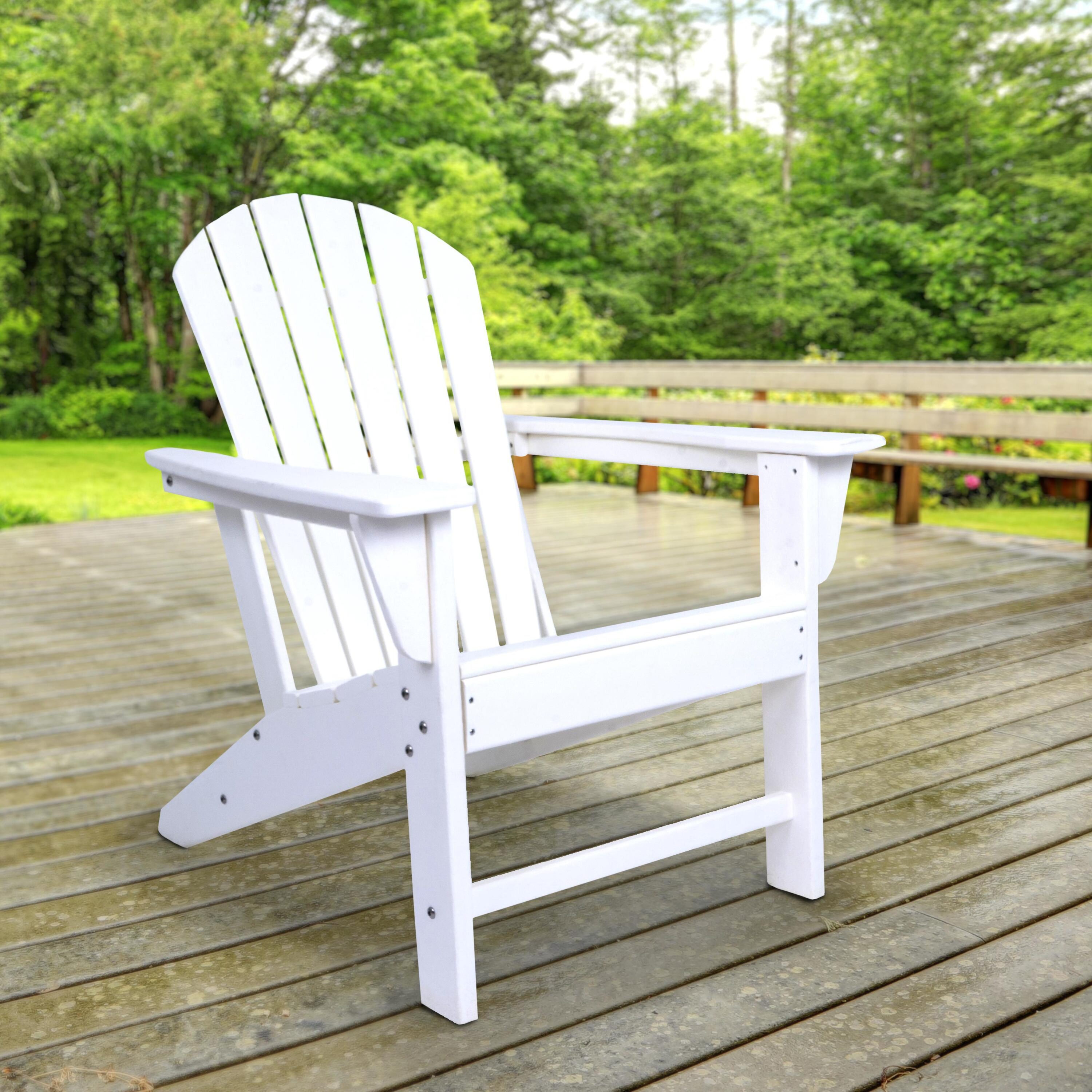 Grayson Lane 120001 White Adirondack Resin Frame Stationary Adirondack Chair with Slat Seat