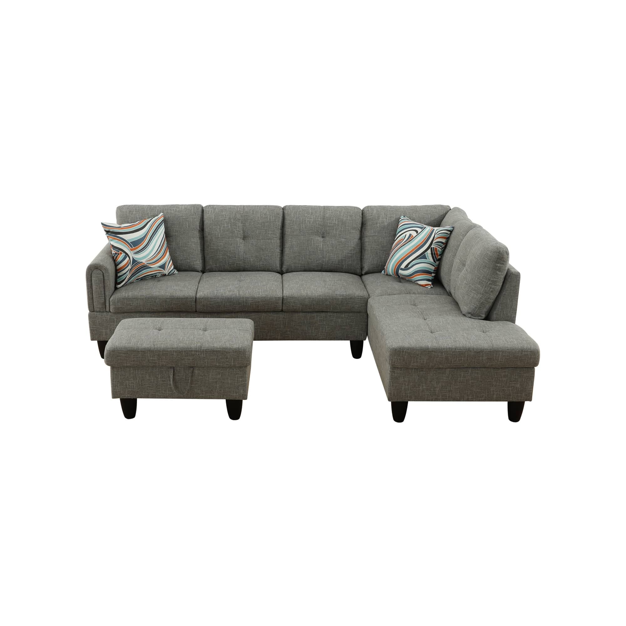 Siavonce XH9714B 66.5-in Modern Gray Synthetic Sofa