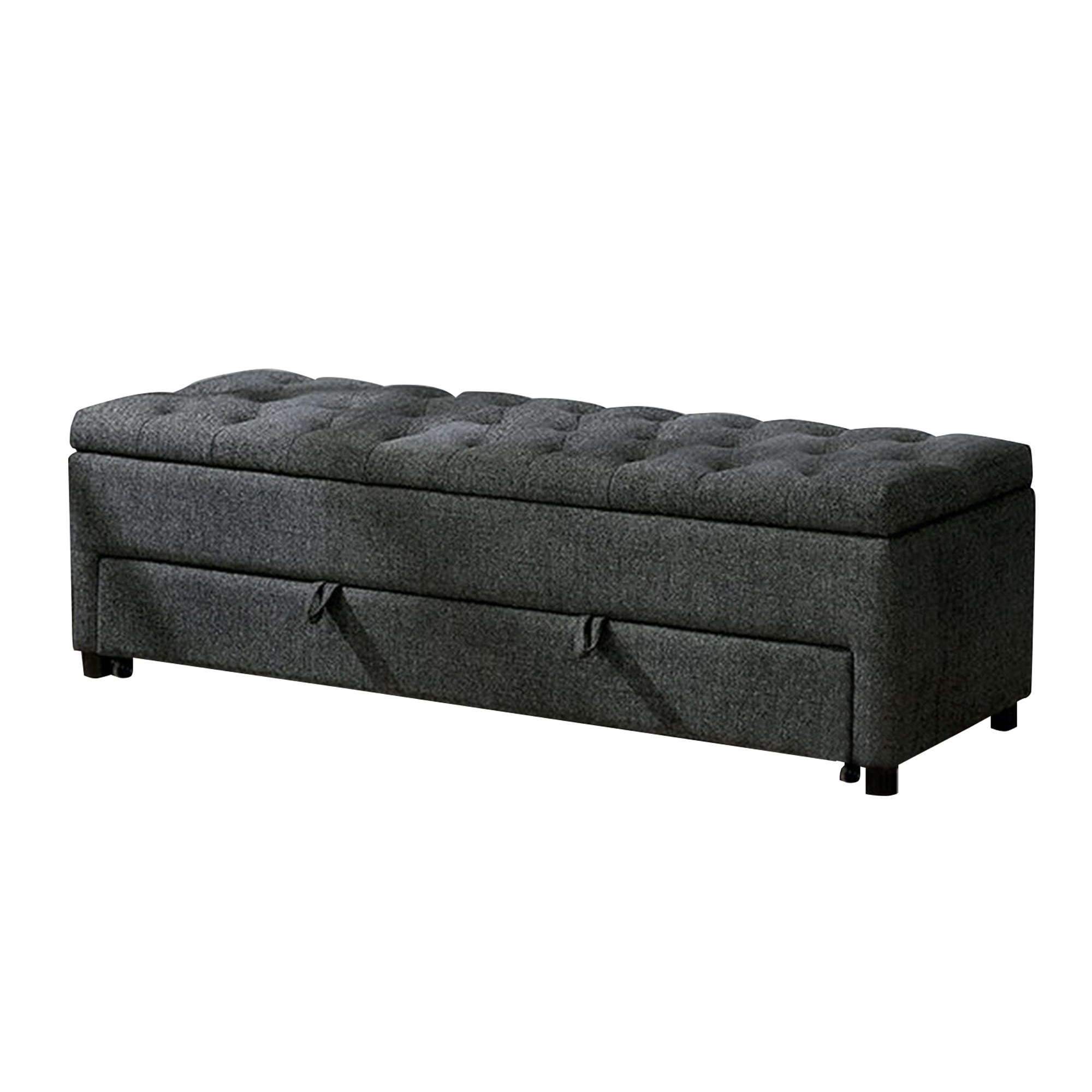 Benzara BM241933 Modern Gray Accent Bench with Storage 19-Inches x 60-Inches x 18.5-Inches