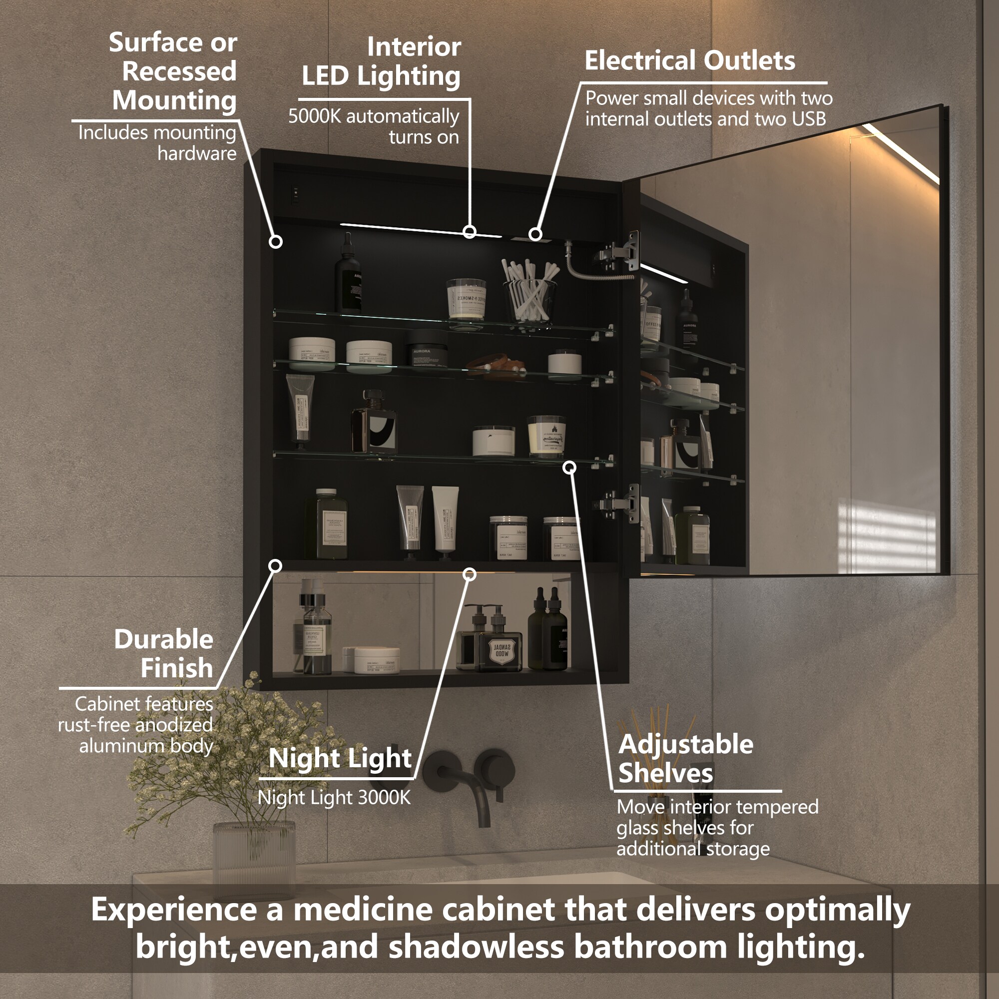 Forclover J3EX2432VRX Bathroom-Medicine-Cabinets - View #2