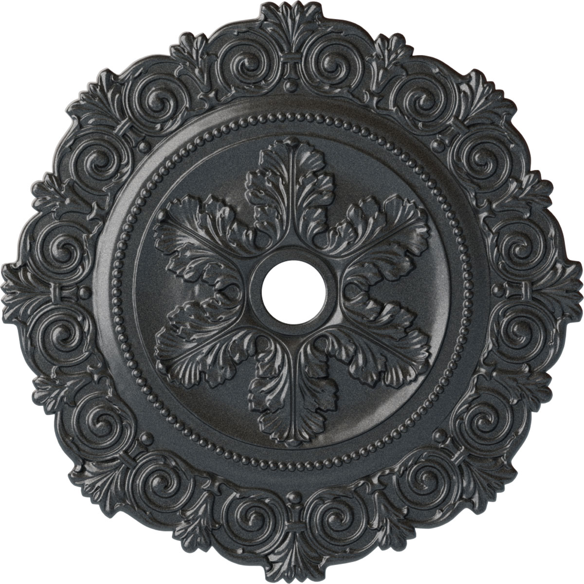 Ekena Millwork CM33SCPES Scroll 33.25-in W x 33.25-in L Painted Pewter Polyurethane Whole Ceiling Medallion