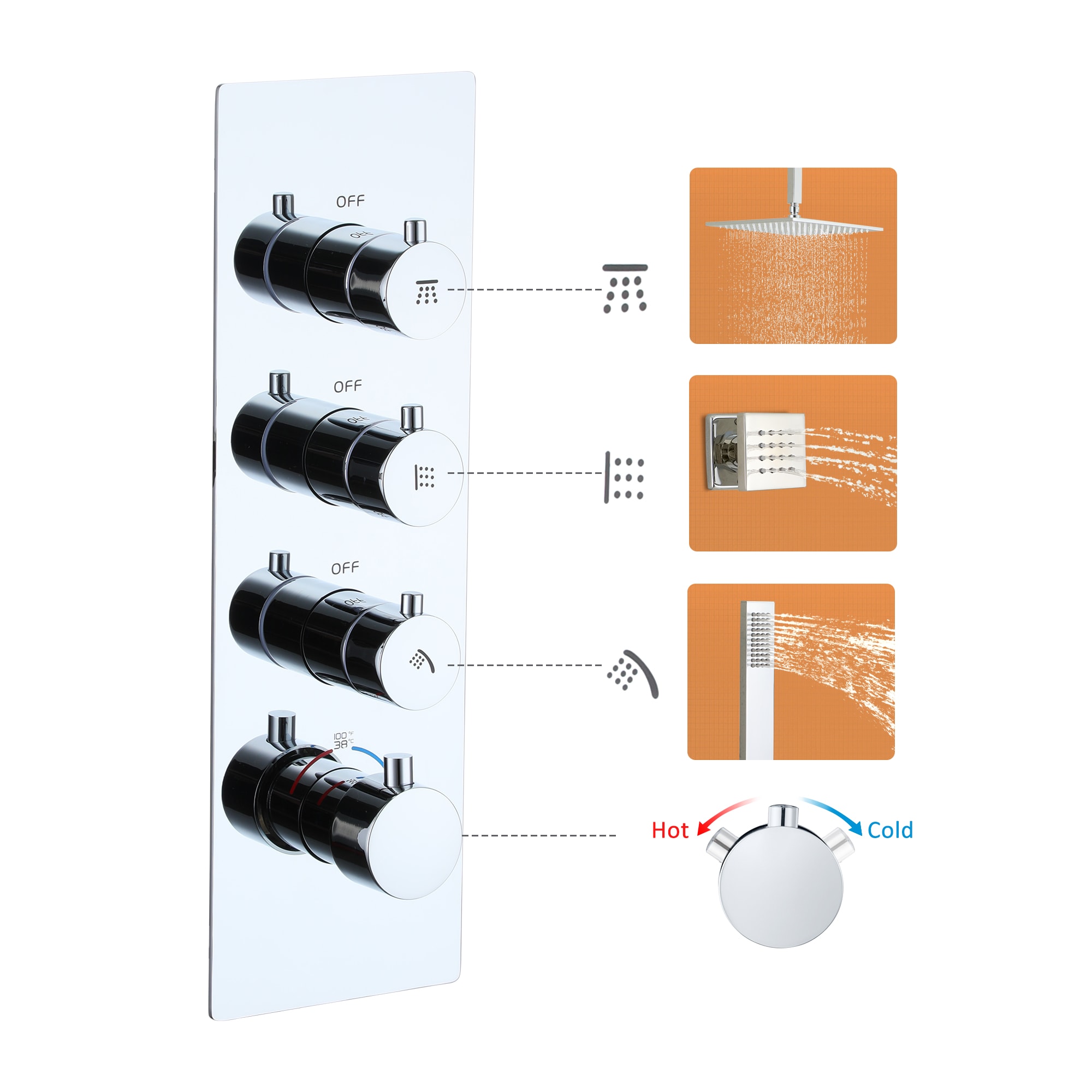 CASAINC WE-SS08CH Showerhead-Bar-Panels - View #8