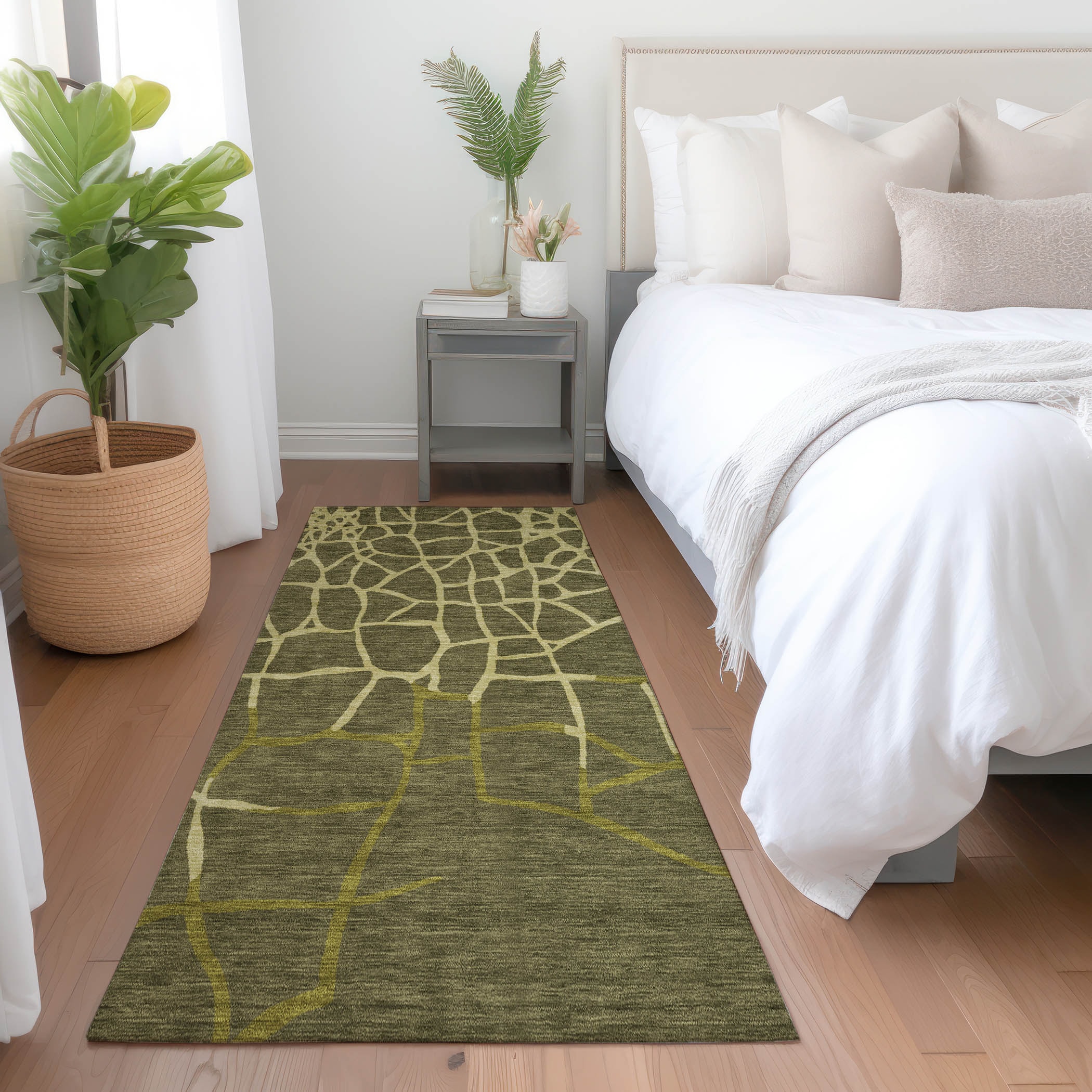 Addison Rugs ACN1049OL2X8 Chantille ACN1049OL 2 x 7 (ft) Polyester Olive Rectangular Indoor/Outdoor Geometric Machine washable Runner rug