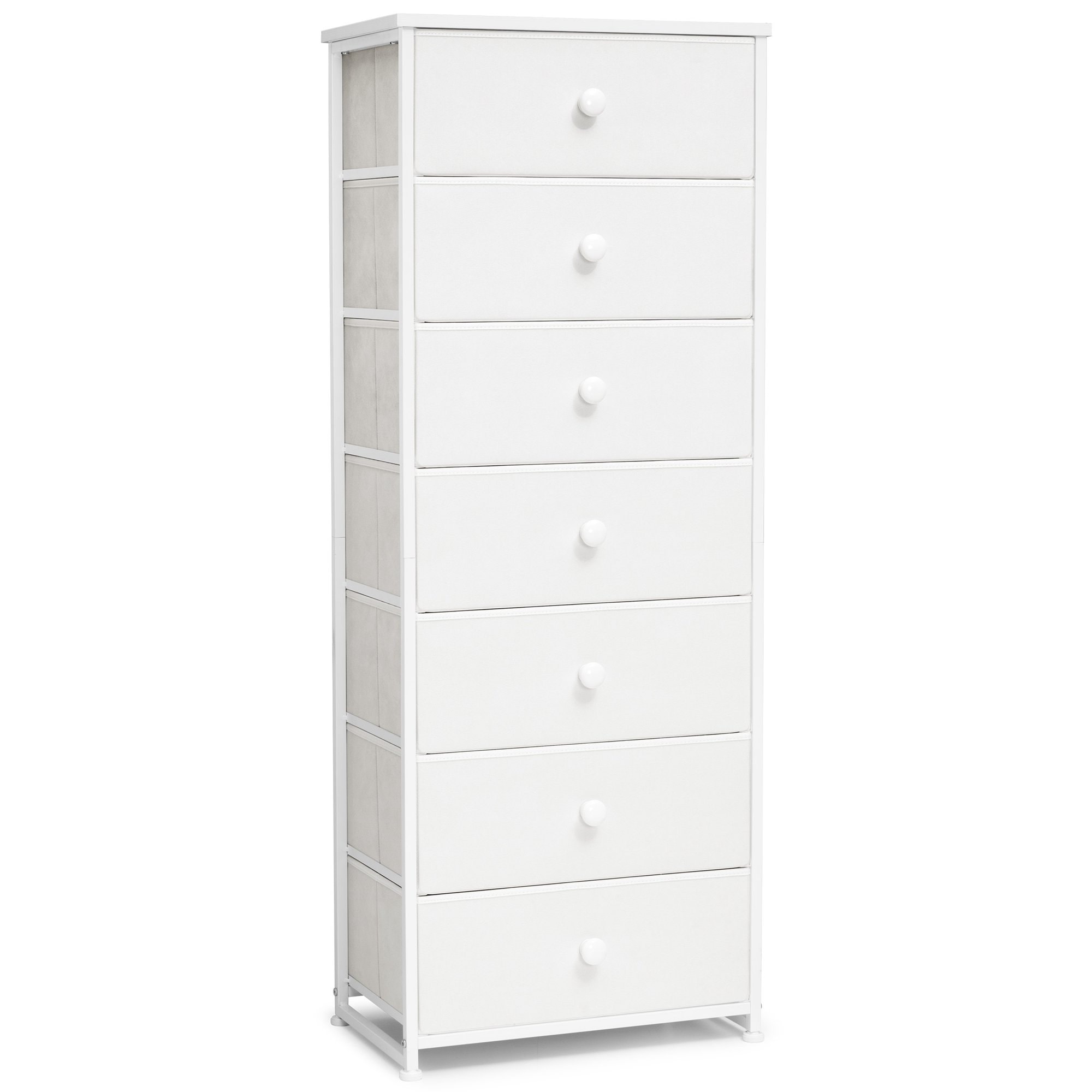 CloudFly CL-HD028WHT Dresser storage tower White 7 -Drawer Combo dresser