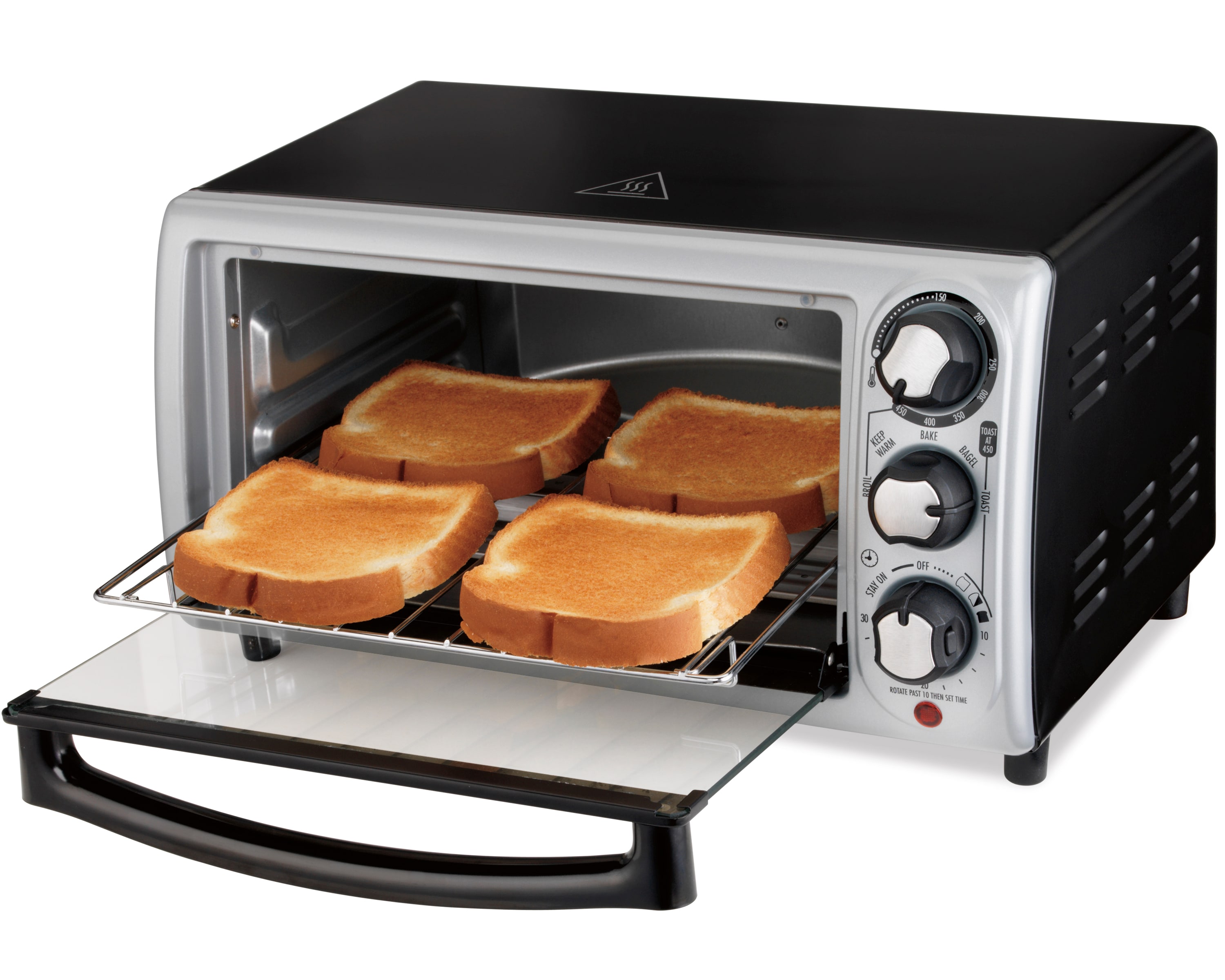 Hamilton Beach 2 in 1 1450 W 4-Slice Silver Toaster Oven with 2