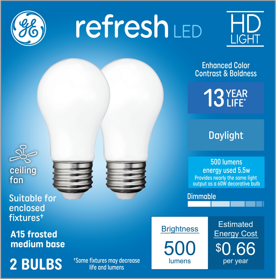 LED Appliance Bulb, 40W Equivalent, Range Hood Light Bulbs, Daylight White  5000K, 5W 500 Lumens, Non-Dimmable, E26 Base, Refrigerator Light Bulb, A15