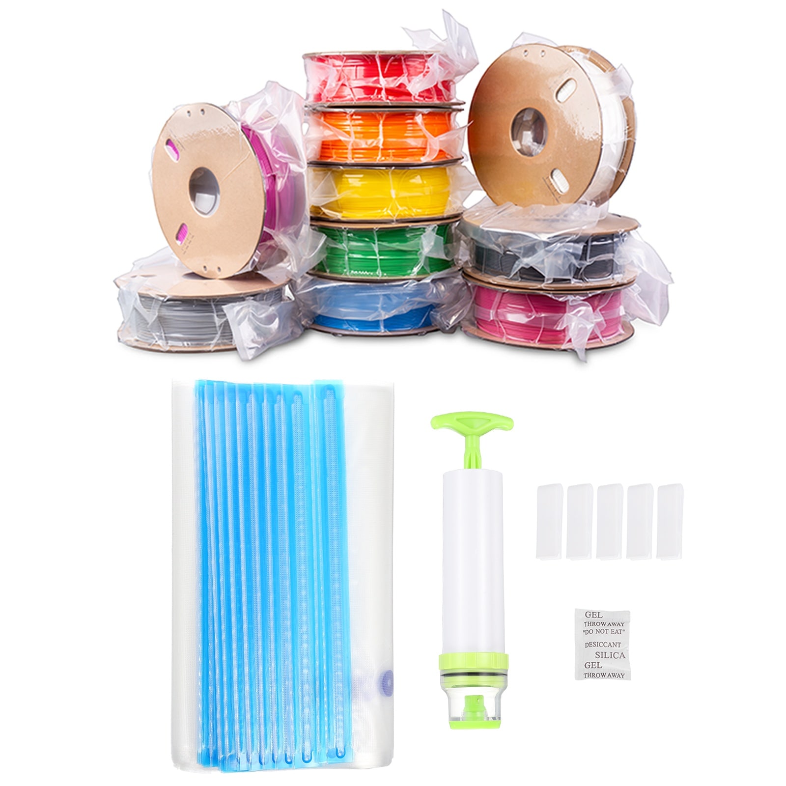 Unique Bargains 30pcs Filament Storage Bags 11x13inch Plus Size 3D Printer Accessories Vacuum Storage Bags Keep Filament Dry Sealed Kit with Hand Pump Sealing Clip pcs Dryer