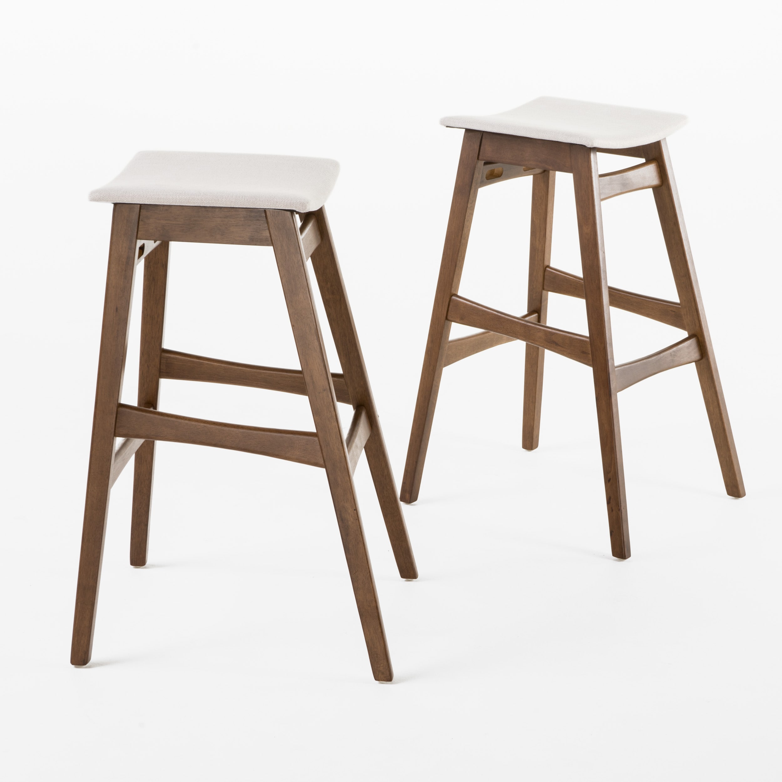 Best Selling Home Decor 298983 Emmaline 2 -Set Light beige and walnut 30.0-in H Bar height Square seat Upholstered Wood Bar Stool