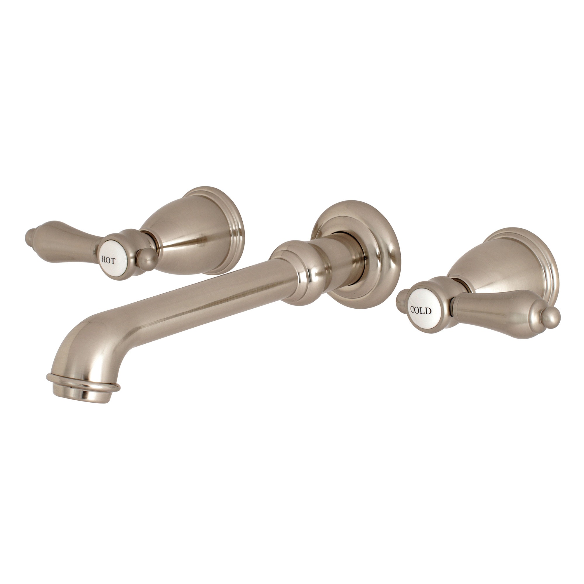 Kingston Brass WLKS7028BAL Heirloom Brushed nickel 2-handle Wall-mount Low-arc Bathtub Faucet ( Valve Included )