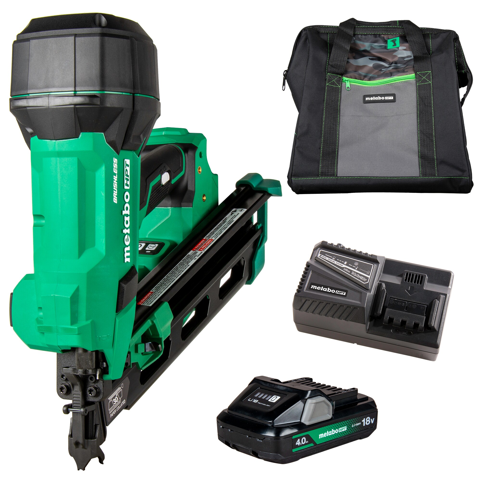 Metabo HPT Multi-Volt 3-1/2-in 30 -Degree Cordless Clip head/Roundhead Framing Nailer ( Battery Included )