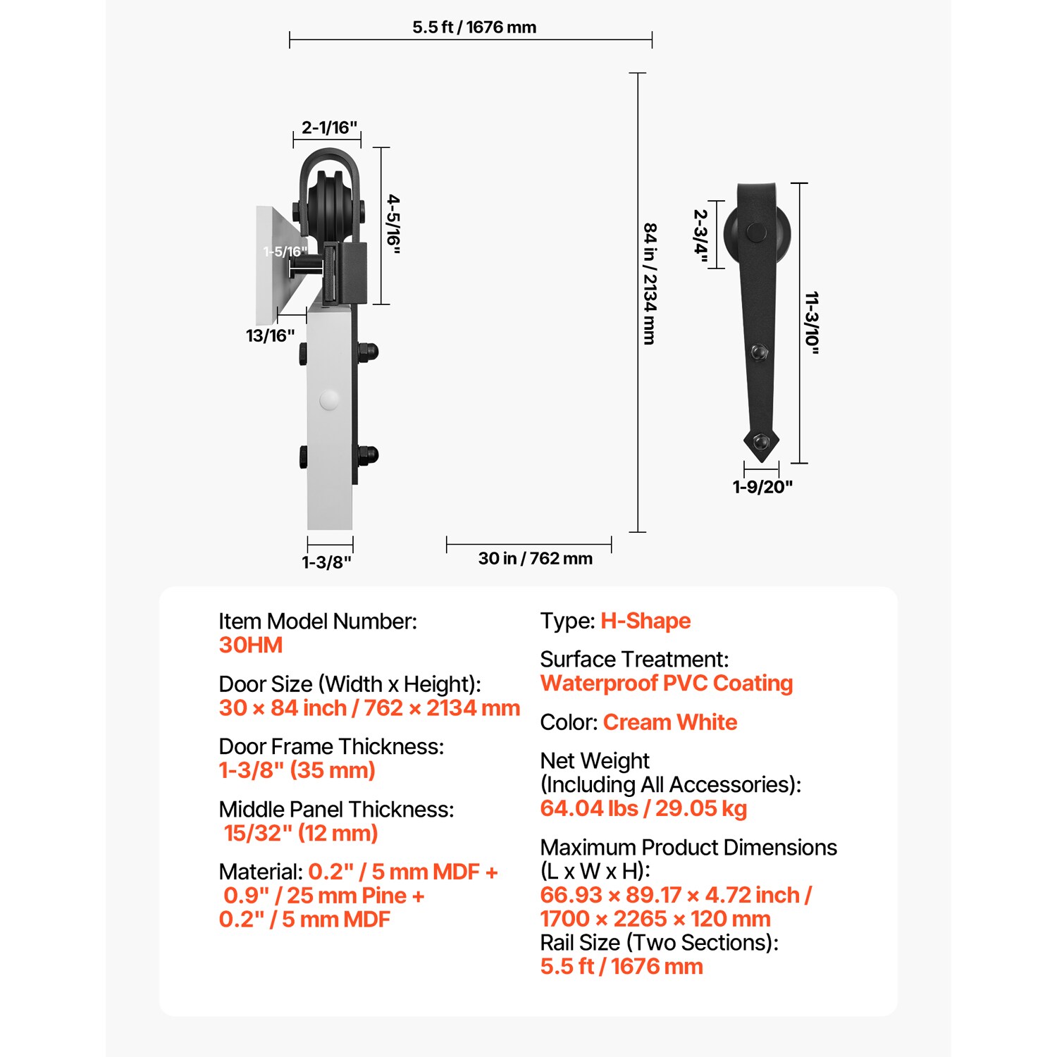 VEVOR SCGCMFHBHXTZ08168V0 Barn-Doors - View #7
