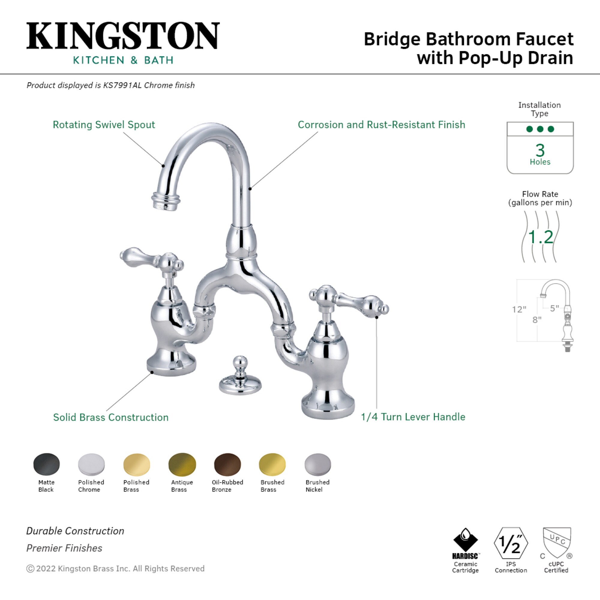 Kingston Brass WLKS7998AL Lavatory-Faucets - View #3