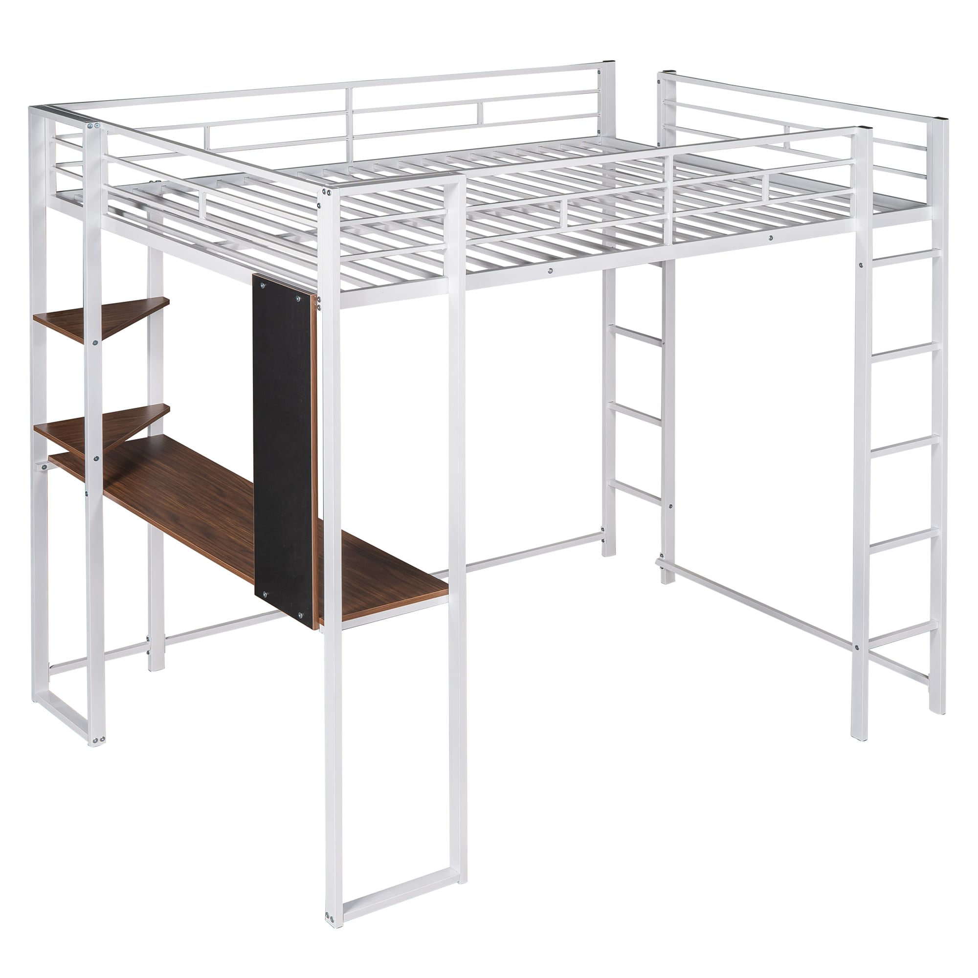 Qualler BLE000650K White Full Metal Bed frame Bed