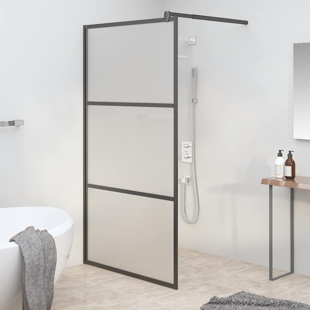 Tinyhomie Walk-in Shower Wall 45.3 in. x 76.8 in. Frosted ESG Glass Black