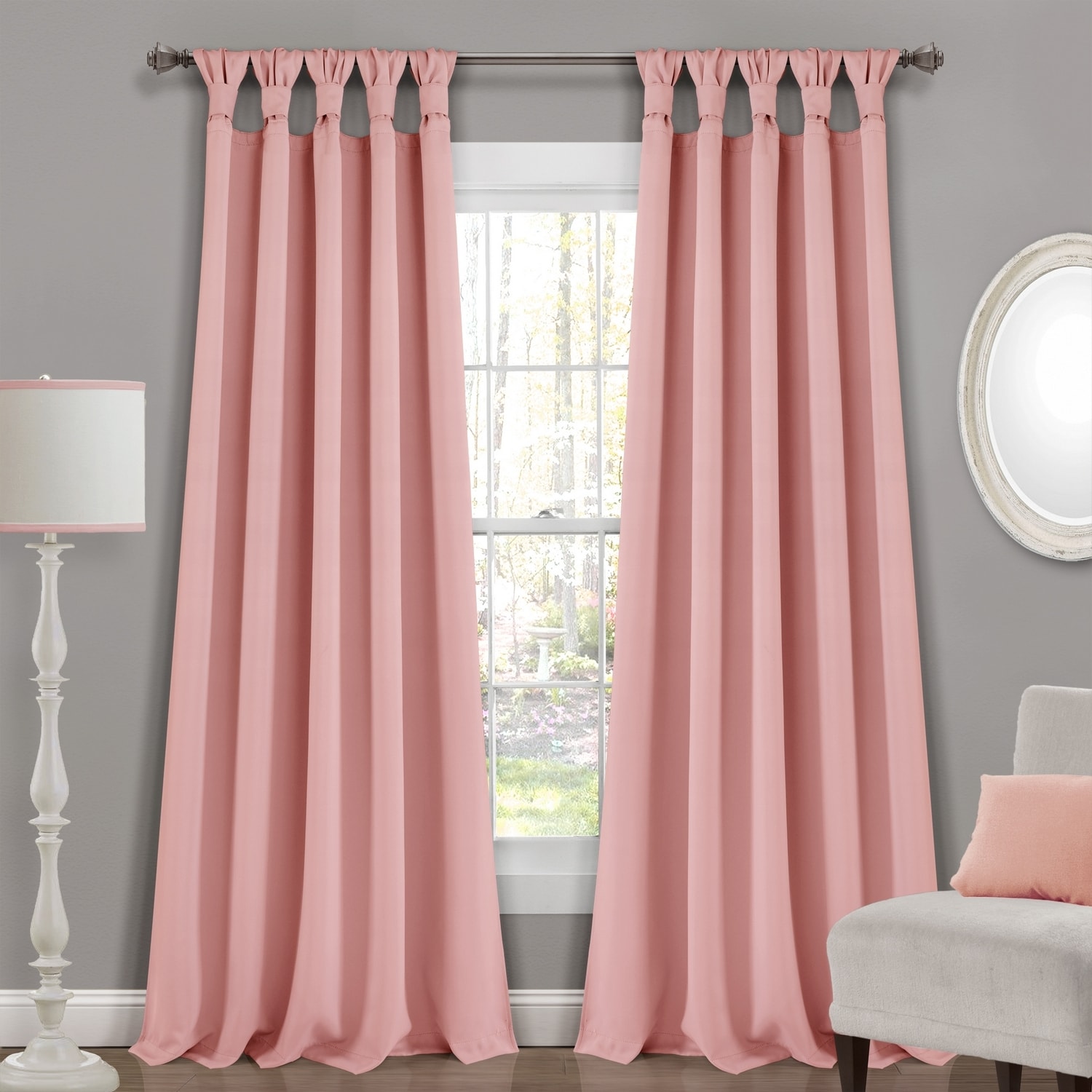 Lush Decor 16T004573 84-Inches Pink Blackout Top tab Curtain panel pair