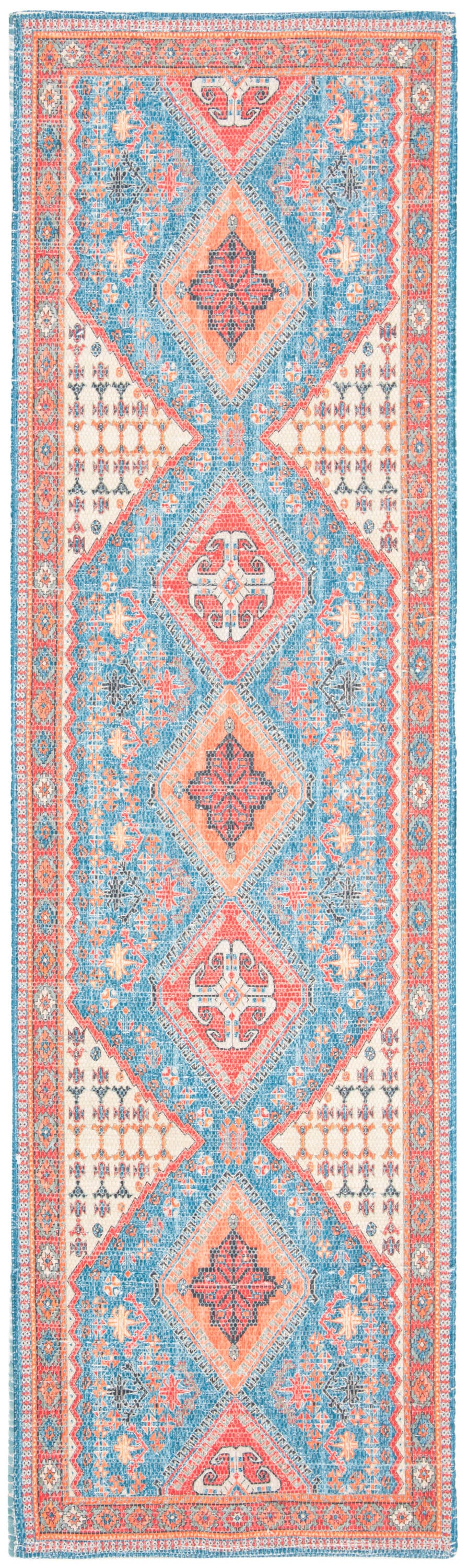 Mod Boho Hand-Loomed Cotton & Synthetic Red Runner Rug - 27in x 8in