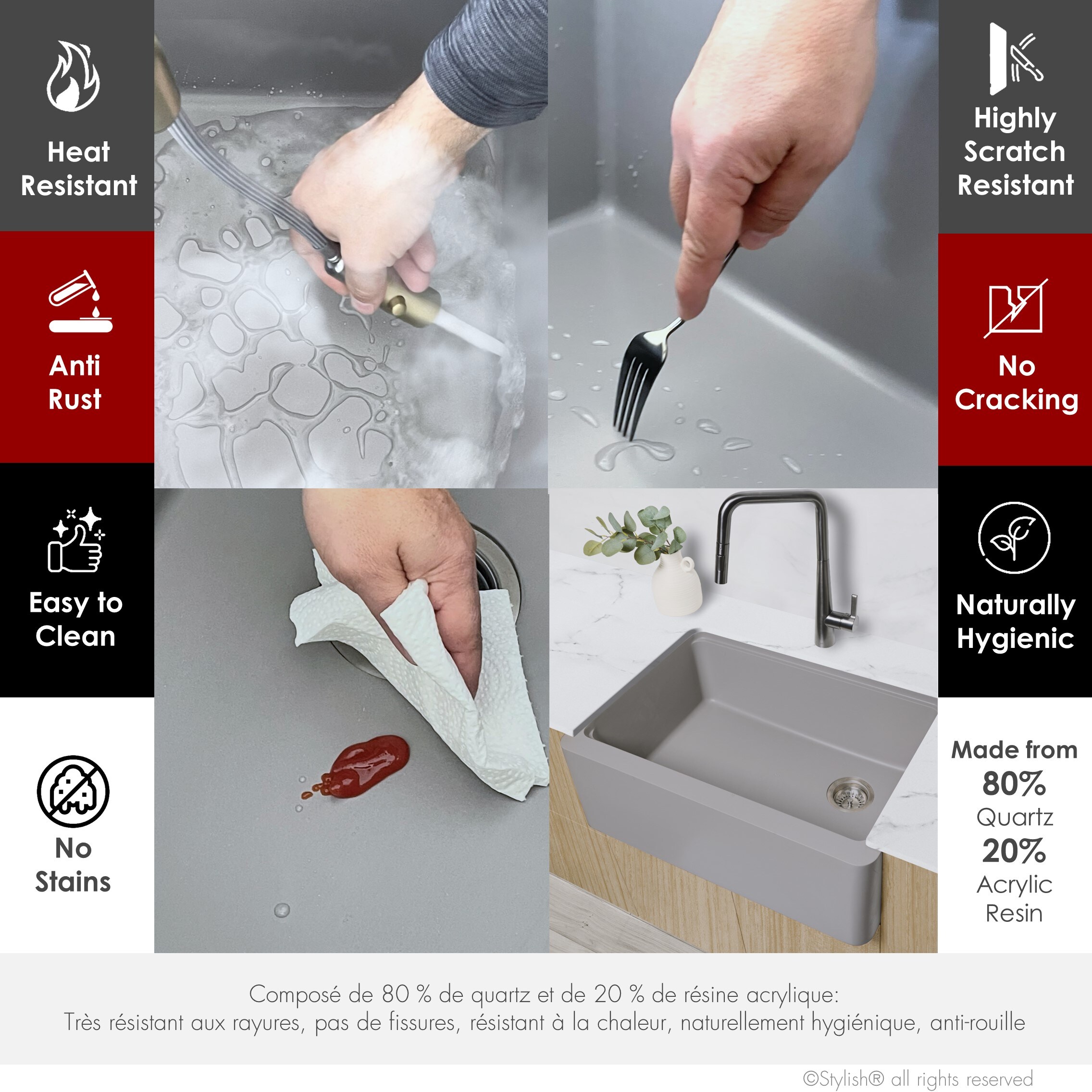 Stylish S-830WL Kitchen-Sinks - View #3