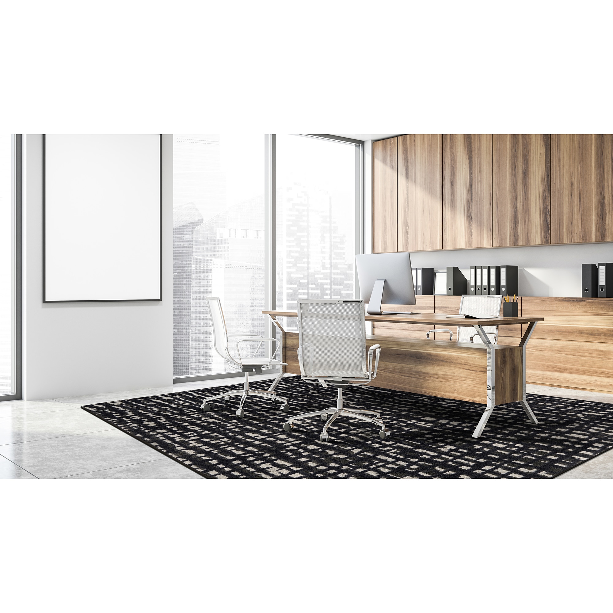 Joy Carpets 2132C-03 WorkSpace 5 x 8 (ft) Tufted Nylon Fog Rectangular Indoor Abstract Area rug