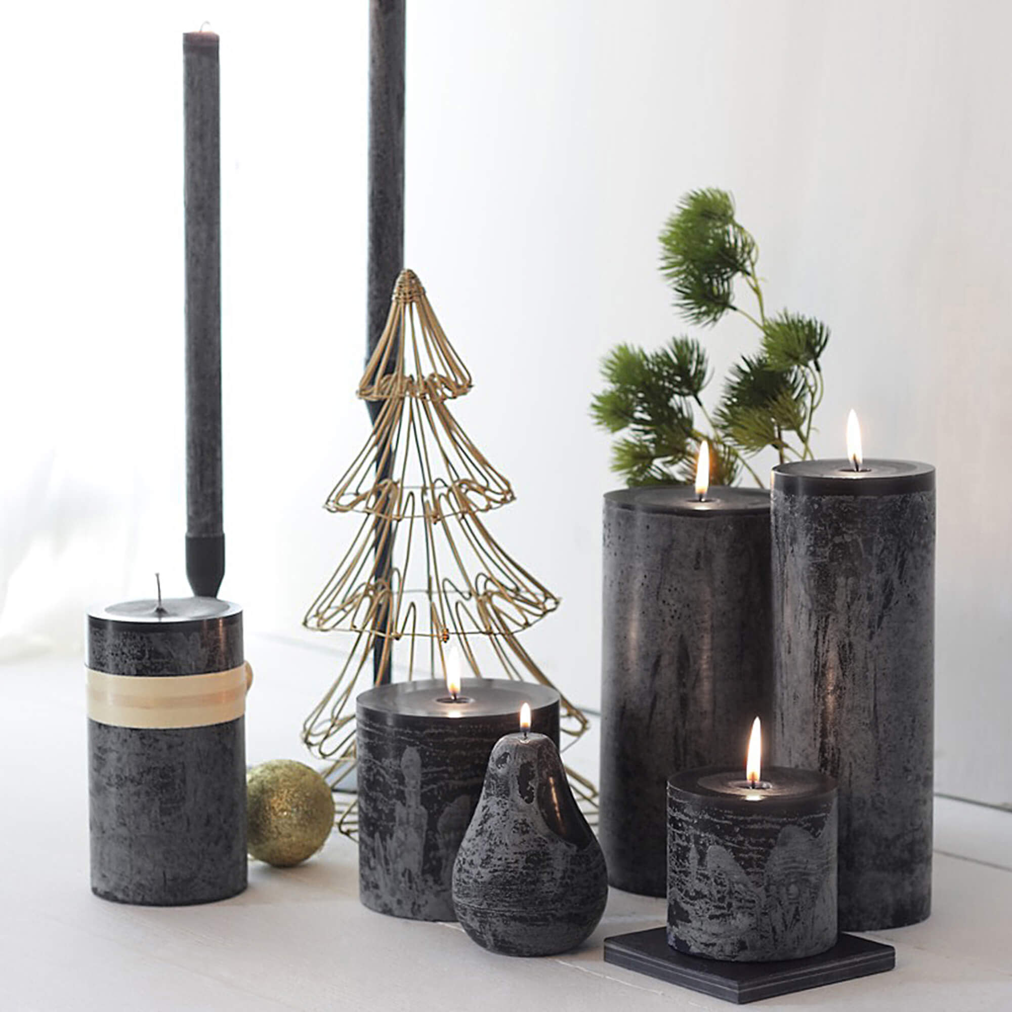 4.25" Distressed Black Eco-Friendly Pillar Candle