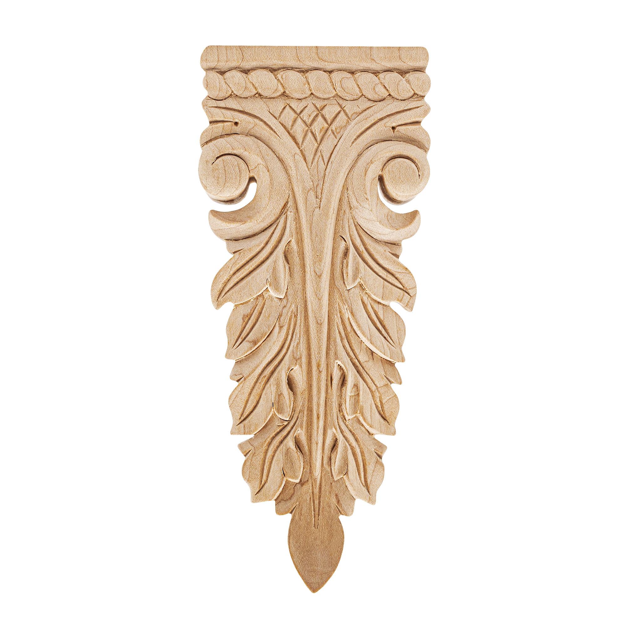 Architectural Products by Outwater 3P5.13.00051 3.125-Inches W x 7.5-Inches H Acanthus Unfinished Applique